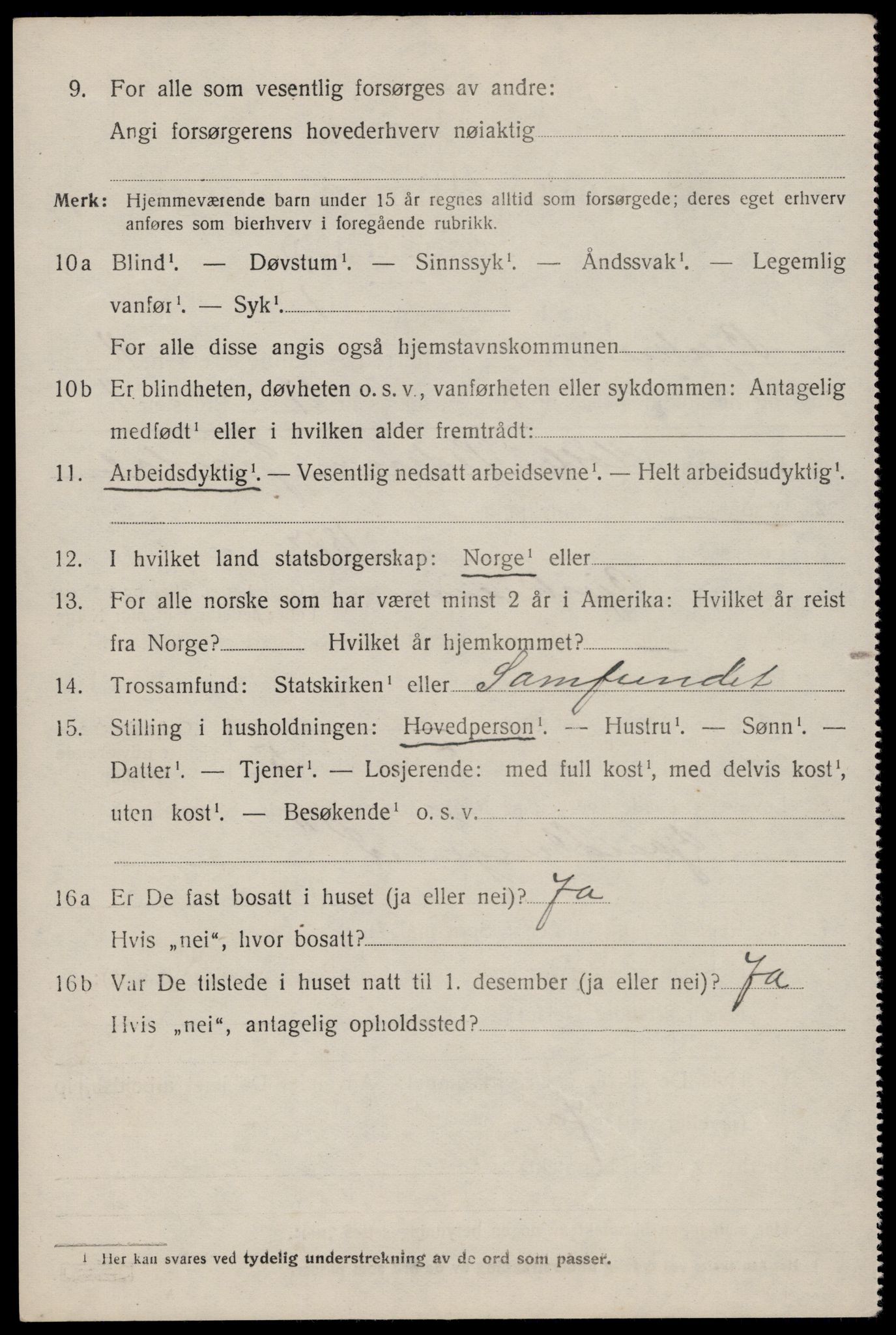 SAST, 1920 census for Bjerkreim, 1920, p. 3409