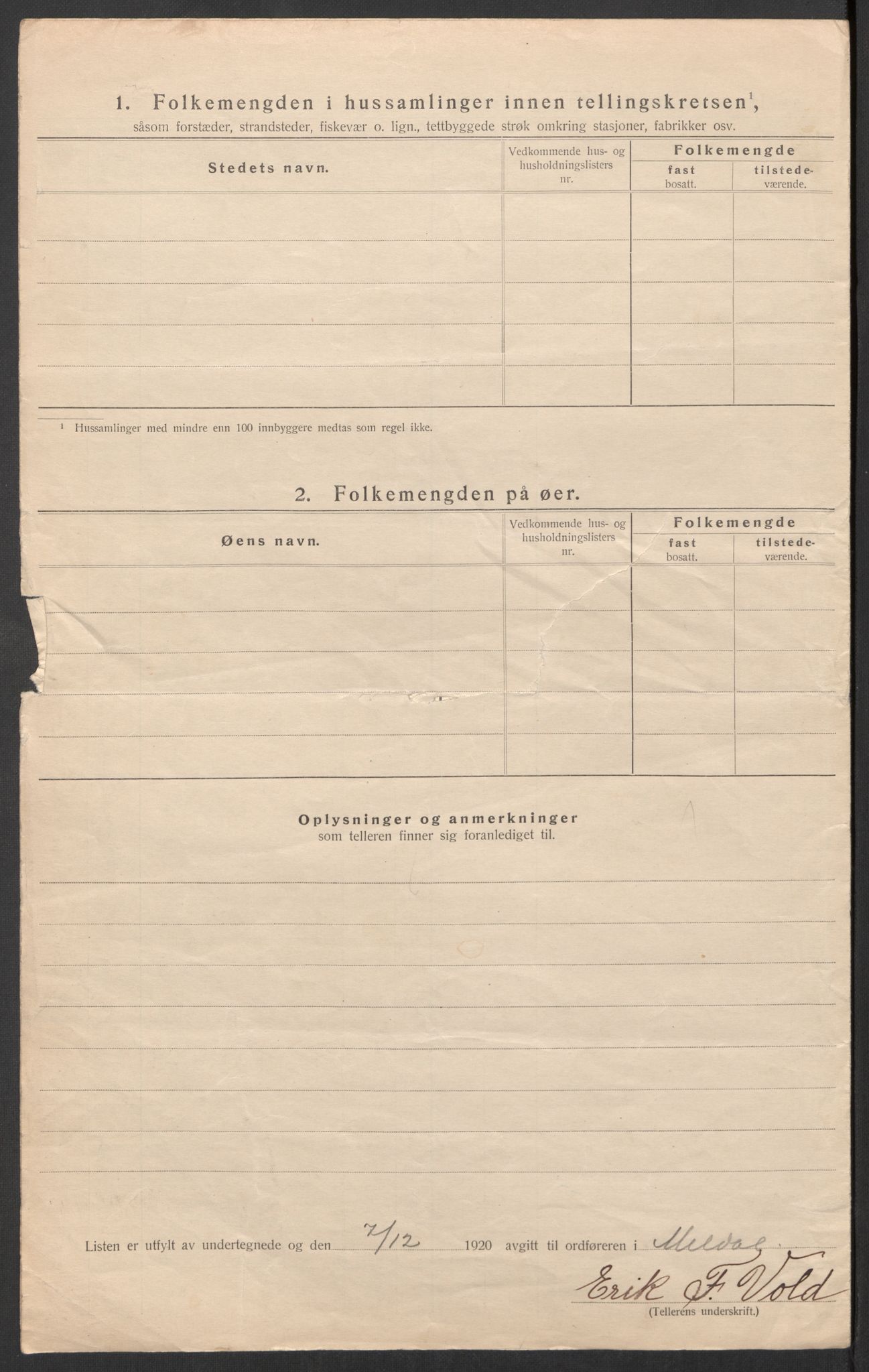 SAT, 1920 census for Meldal, 1920, p. 36