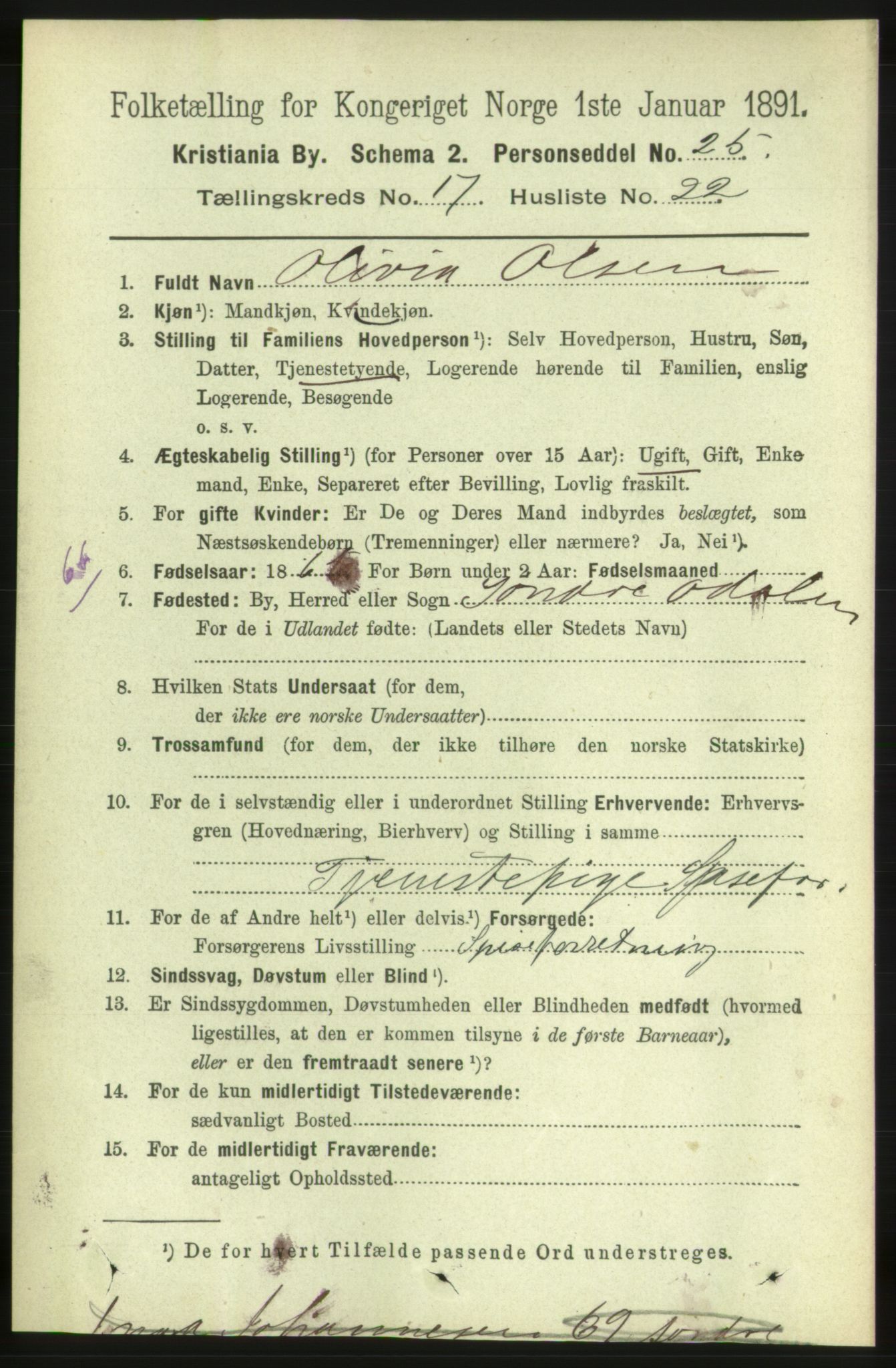 RA, 1891 census for 0301 Kristiania, 1891, p. 8687