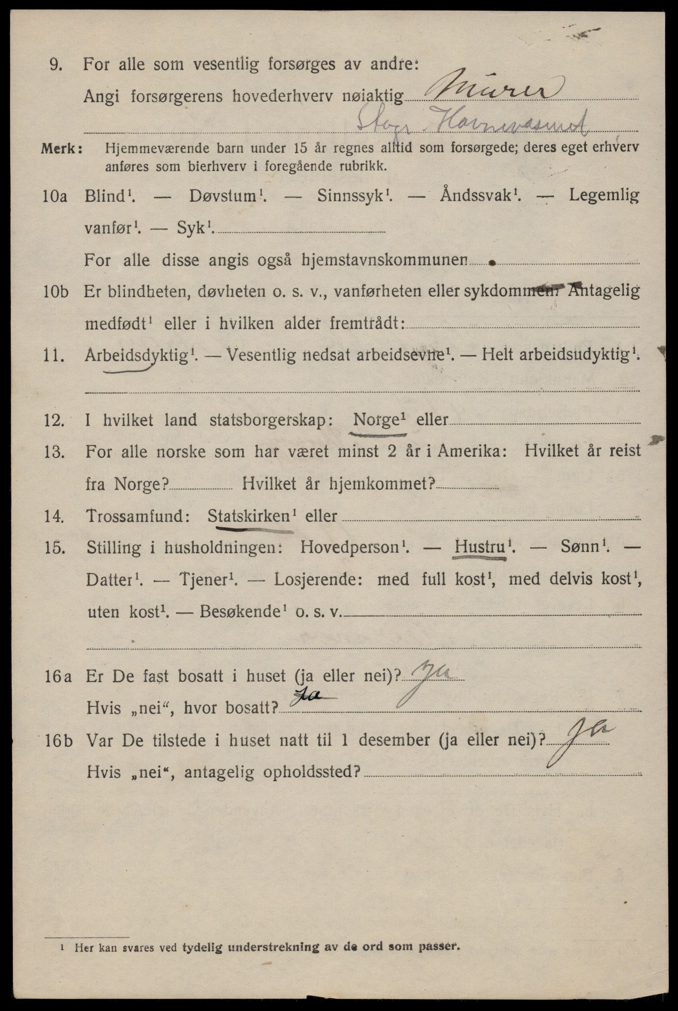 SAST, 1920 census for Stavanger, 1920, p. 101043