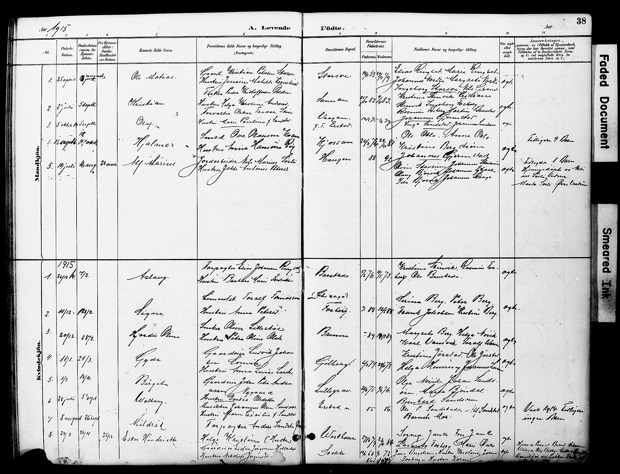 Ministerialprotokoller, klokkerbøker og fødselsregistre - Nord-Trøndelag, AV/SAT-A-1458/722/L0226: Parish register (copy) no. 722C02, 1889-1927, p. 38