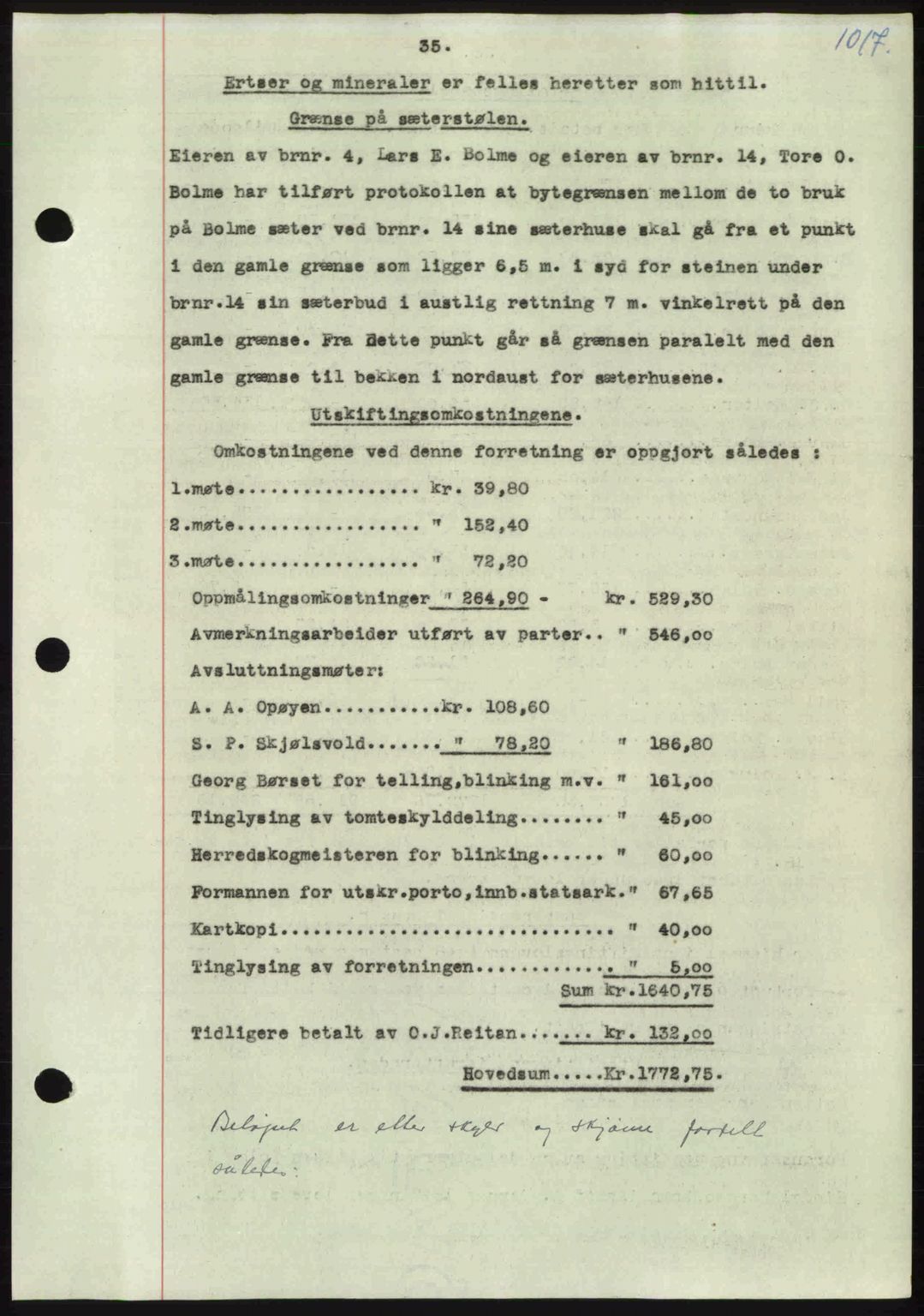 Nordmøre sorenskriveri, AV/SAT-A-4132/1/2/2Ca: Mortgage book no. A105, 1947-1947, Diary no: : 2029/1947