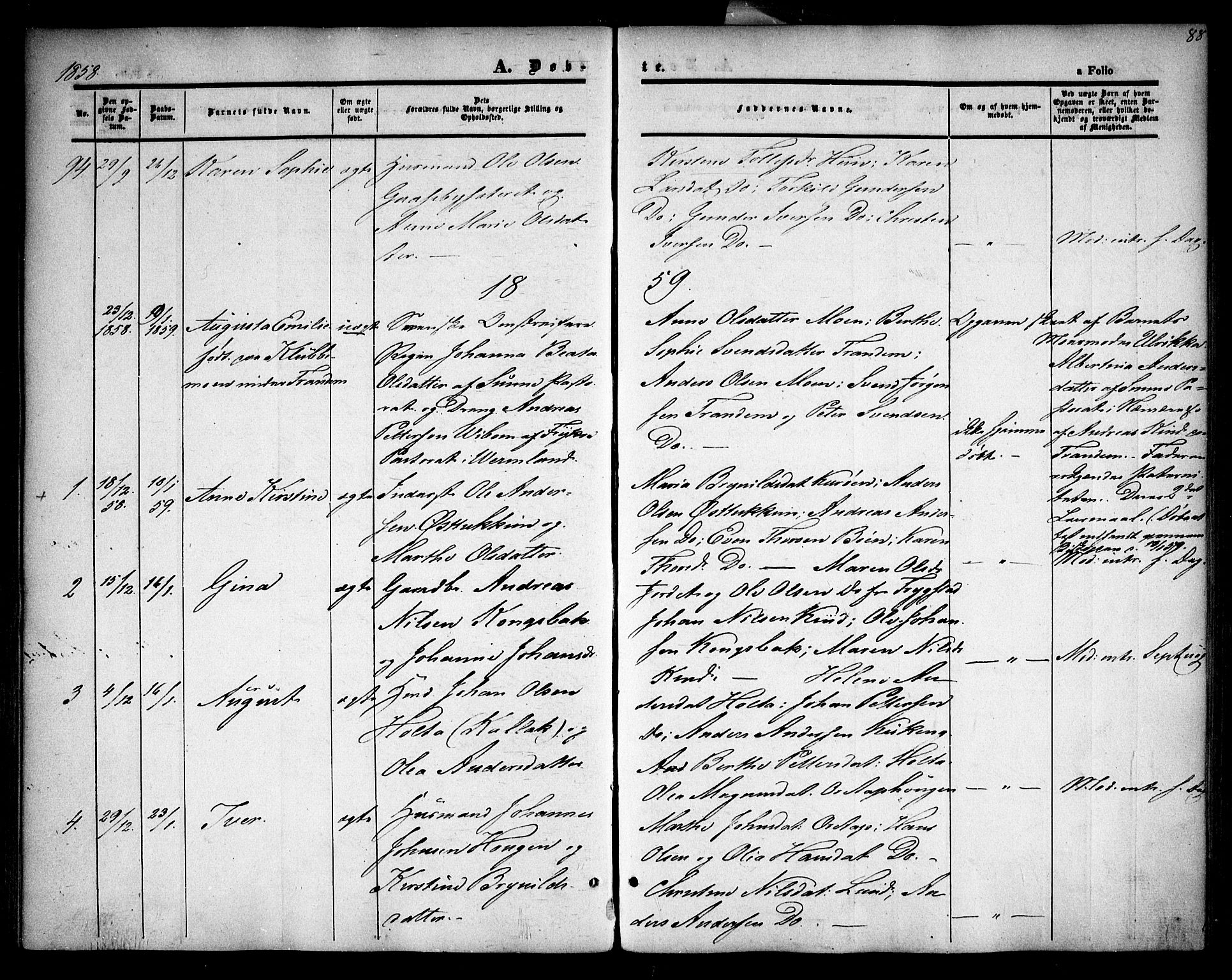 Rødenes prestekontor Kirkebøker, AV/SAO-A-2005/F/Fa/L0006: Parish register (official) no. I 6, 1850-1859, p. 88