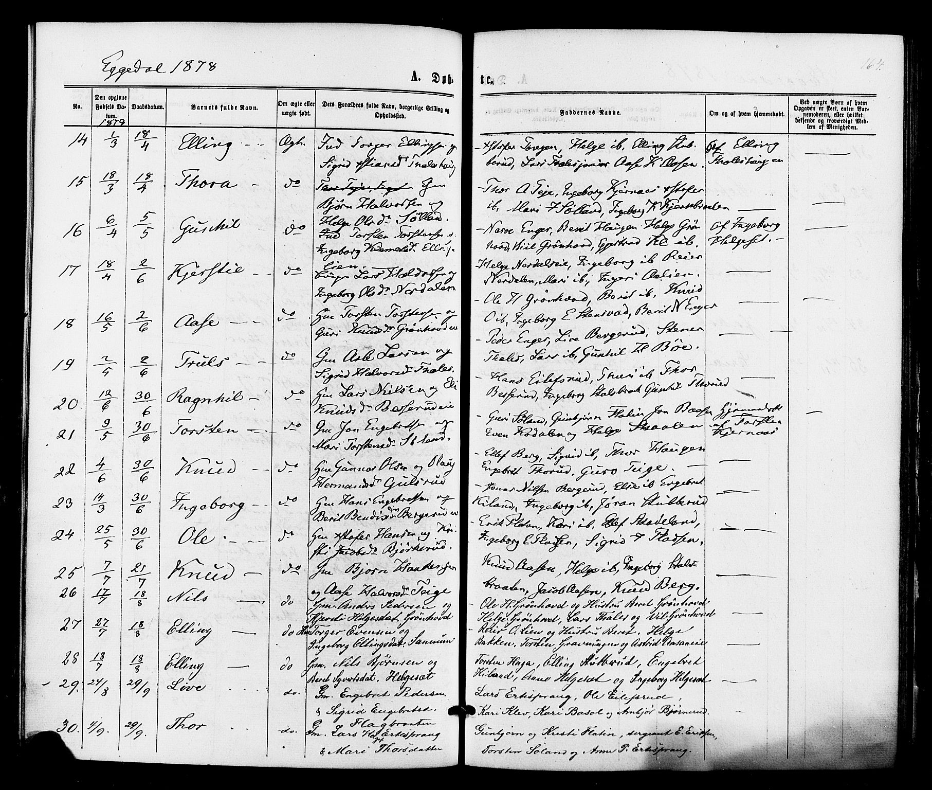 Sigdal kirkebøker, SAKO/A-245/F/Fa/L0010: Parish register (official) no. I 10 /3, 1872-1878, p. 164