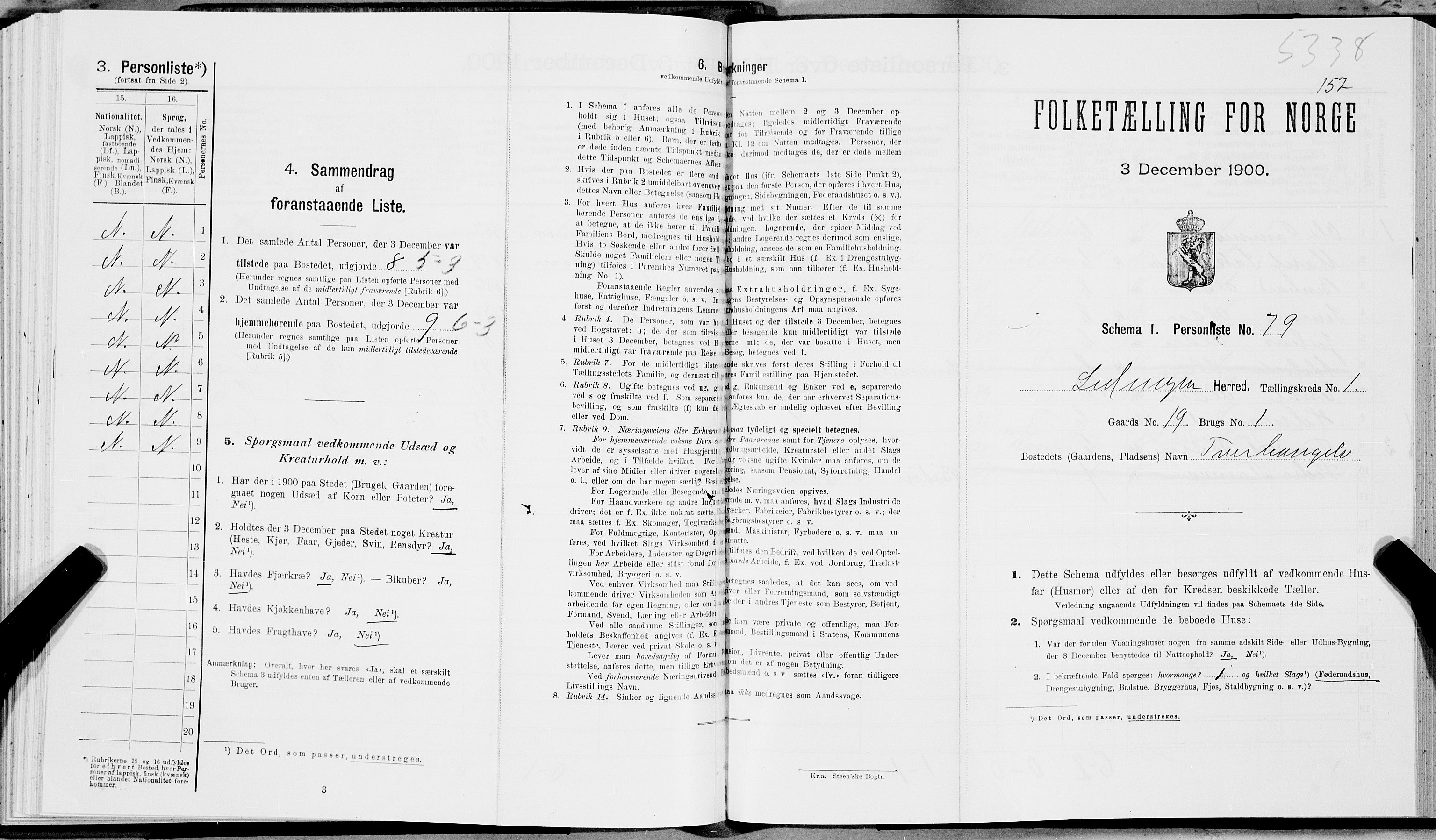 SAT, 1900 census for Ledingen, 1900, p. 168