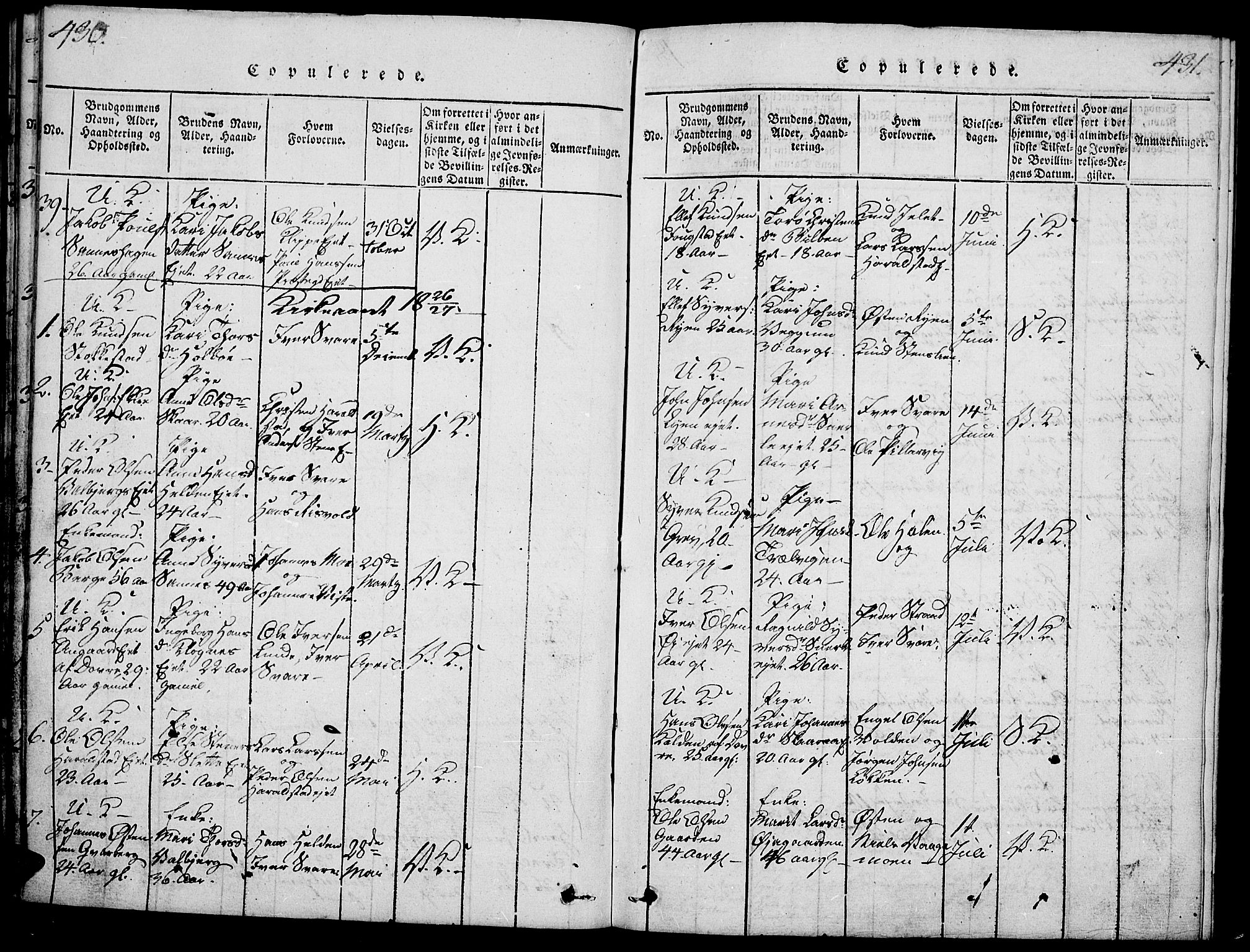 Vågå prestekontor, SAH/PREST-076/H/Ha/Haa/L0003: Parish register (official) no. 3, 1815-1827, p. 430-431