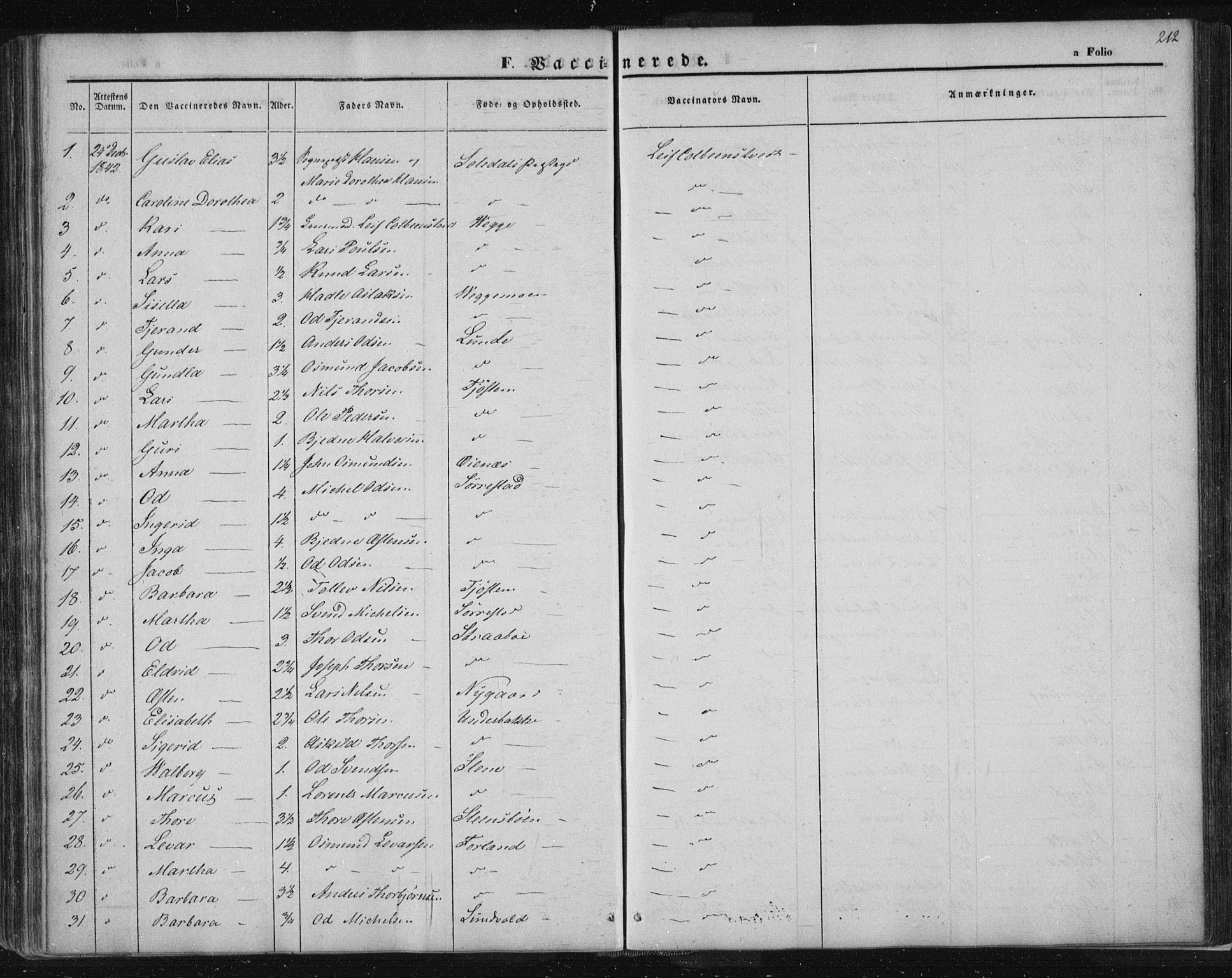 Suldal sokneprestkontor, SAST/A-101845/01/IV/L0008: Parish register (official) no. A 8, 1836-1853, p. 212
