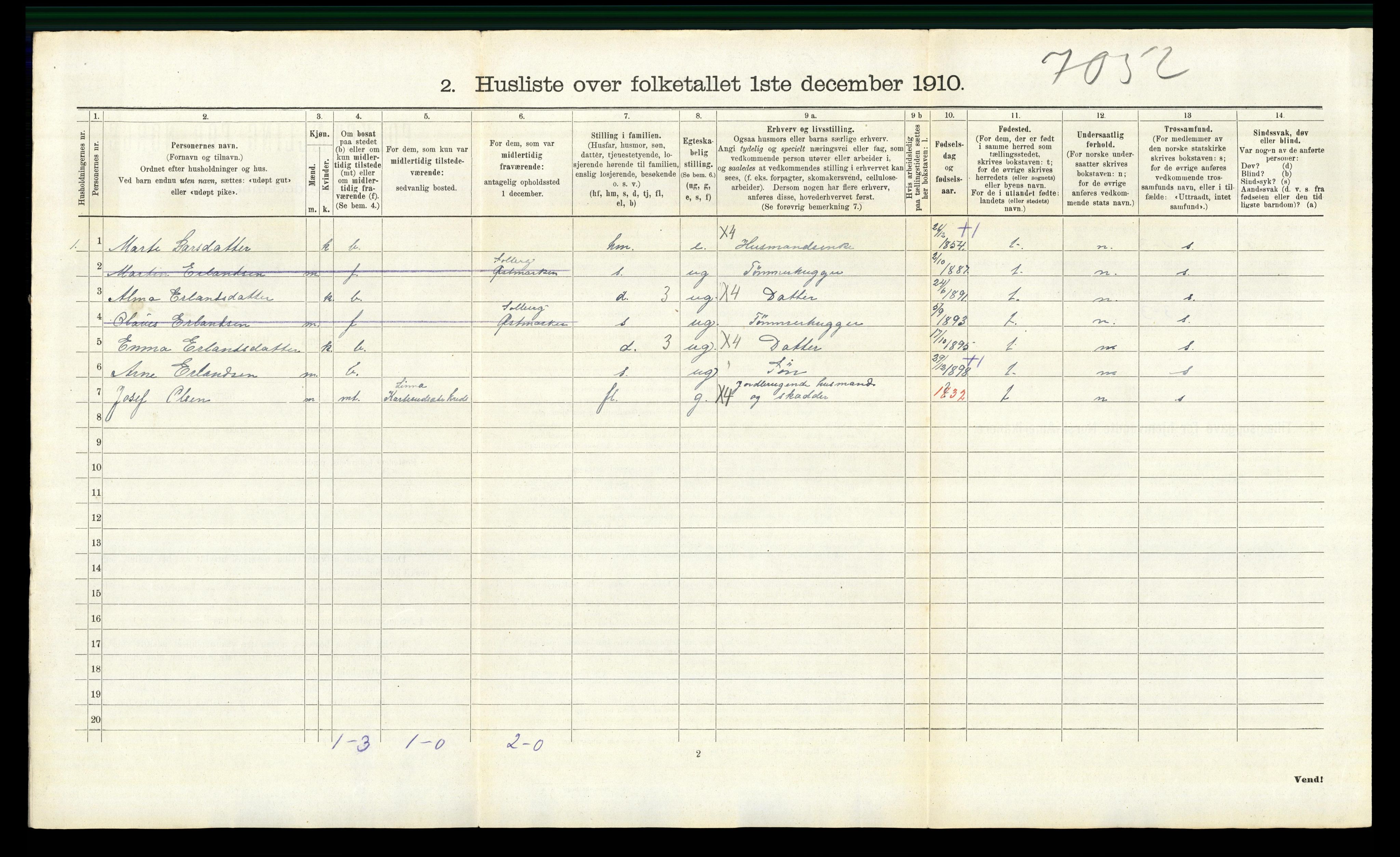 RA, 1910 census for Vinger, 1910, p. 1600