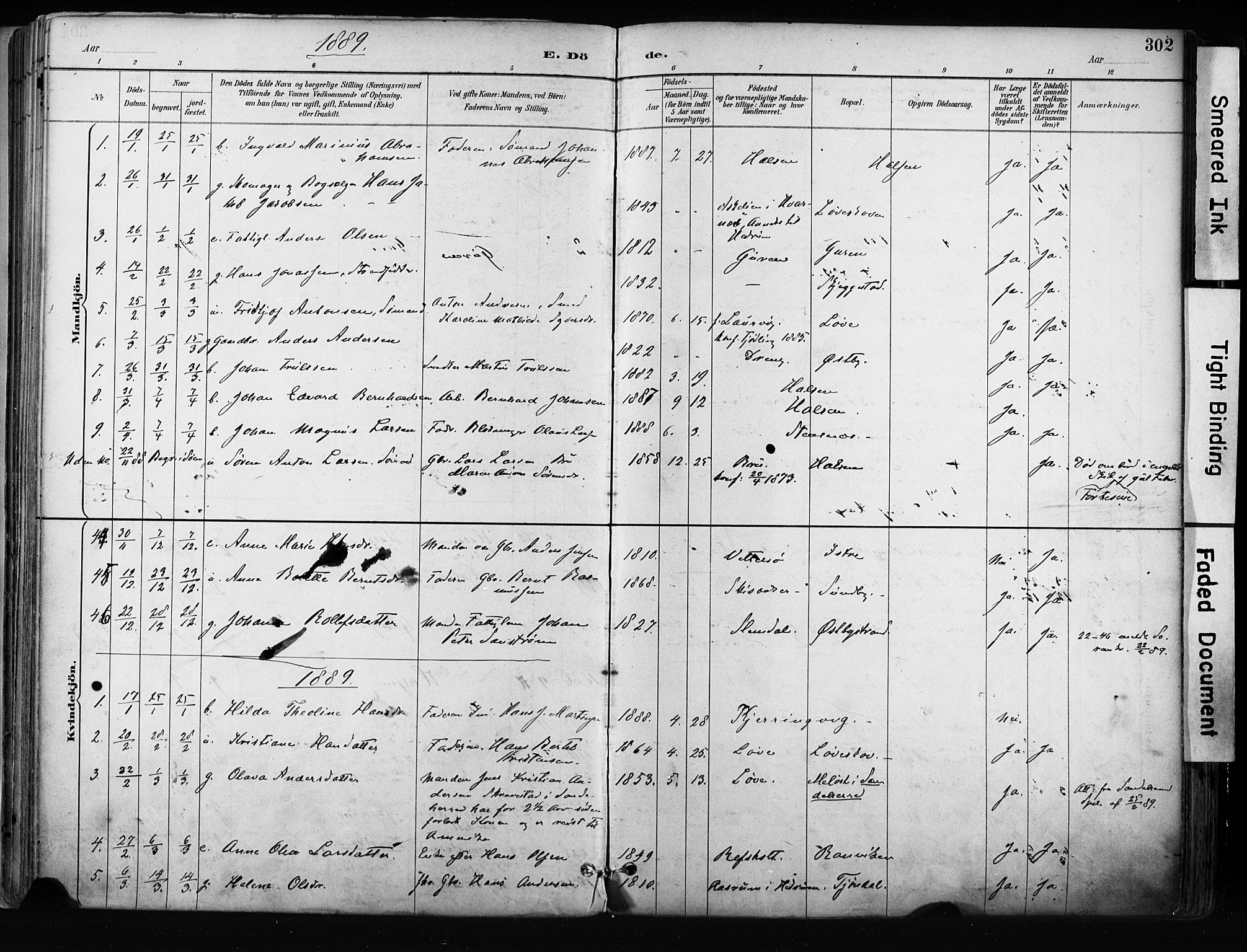 Tjølling kirkebøker, SAKO/A-60/F/Fa/L0009: Parish register (official) no. 9, 1887-1905, p. 302