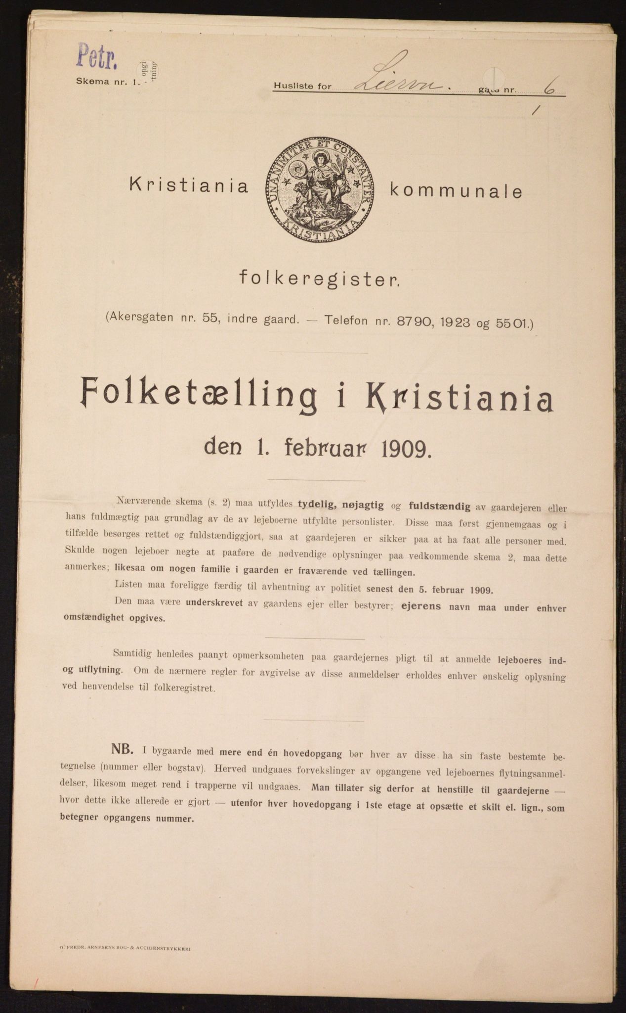 OBA, Municipal Census 1909 for Kristiania, 1909, p. 52471