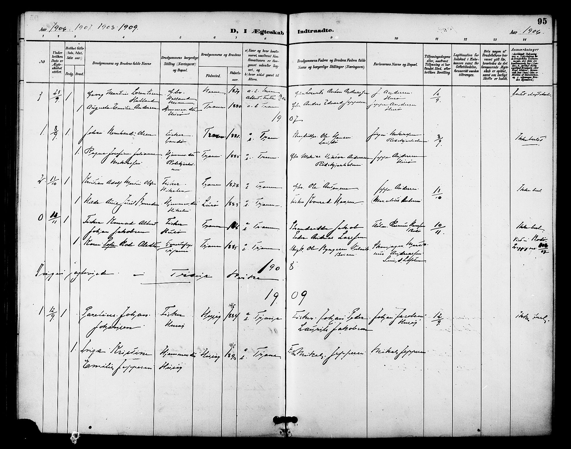 Ministerialprotokoller, klokkerbøker og fødselsregistre - Nordland, SAT/A-1459/840/L0580: Parish register (official) no. 840A02, 1887-1909, p. 95