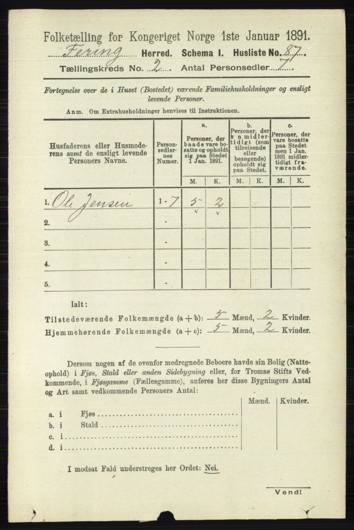 RA, 1891 census for 0240 Feiring, 1891, p. 756