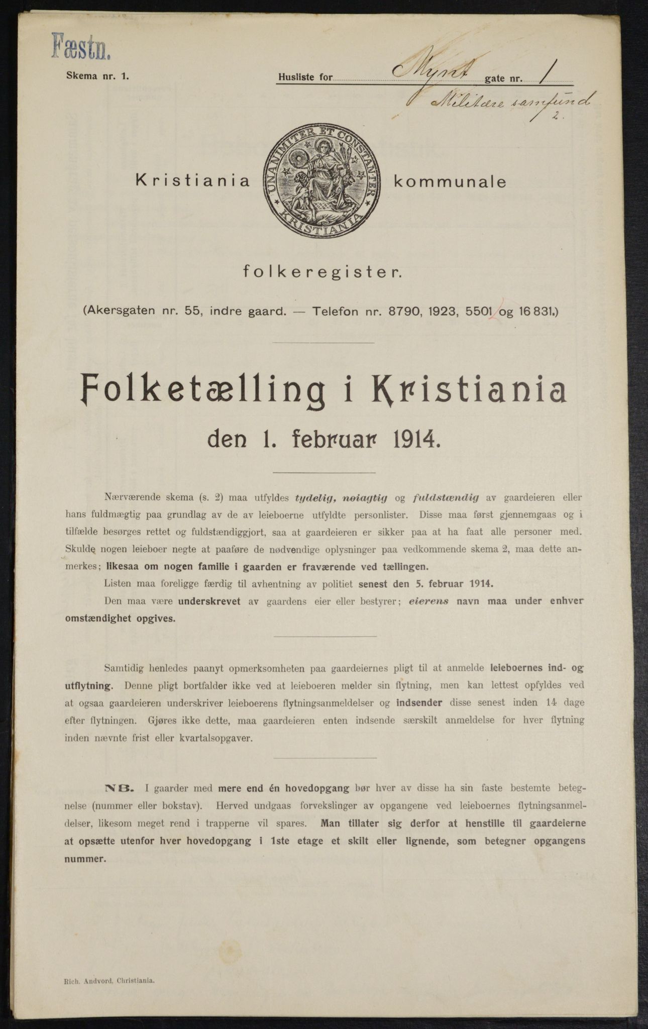 OBA, Municipal Census 1914 for Kristiania, 1914, p. 68311