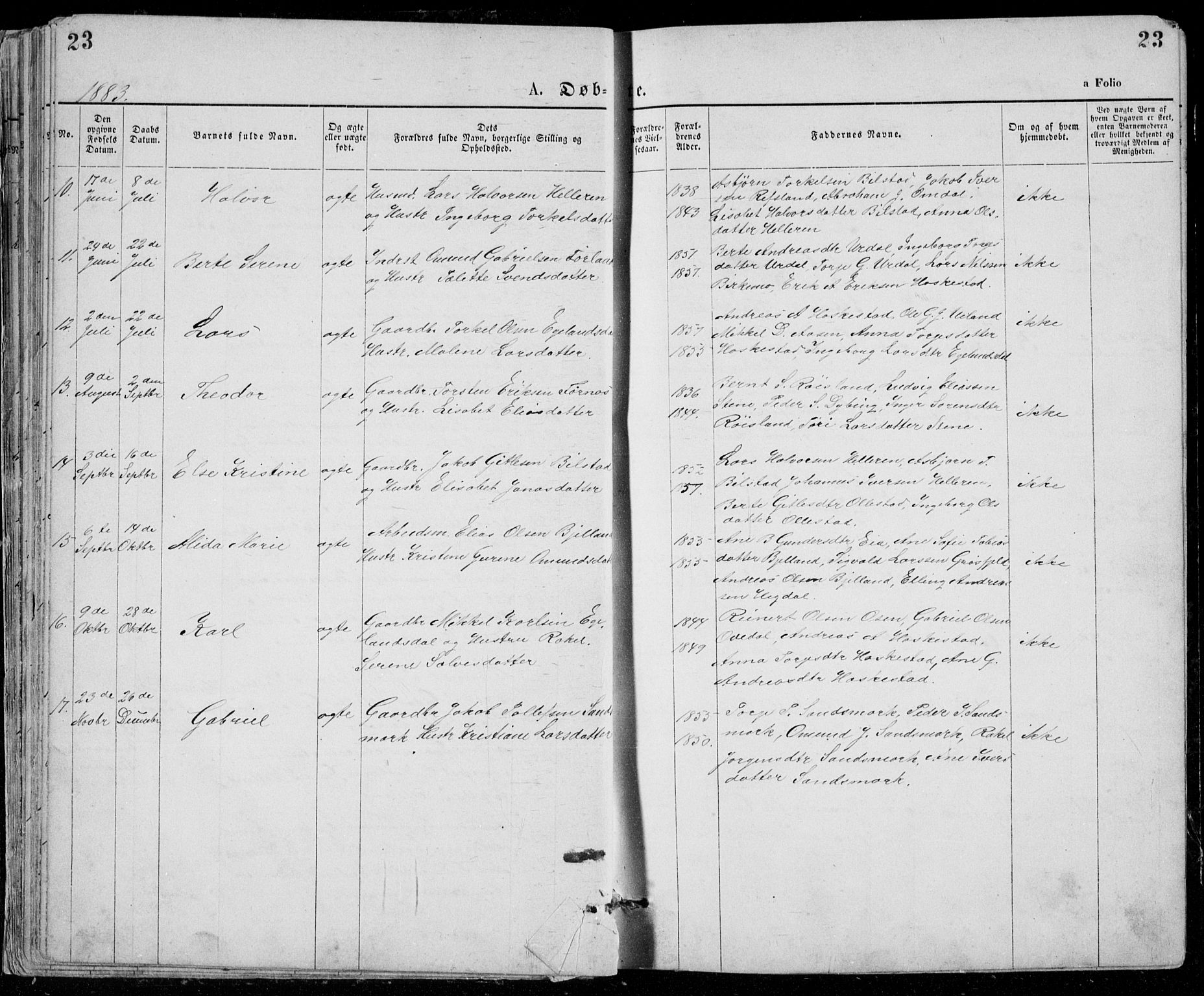 Lund sokneprestkontor, SAST/A-101809/S07/L0005: Parish register (copy) no. B 5, 1875-1889, p. 23