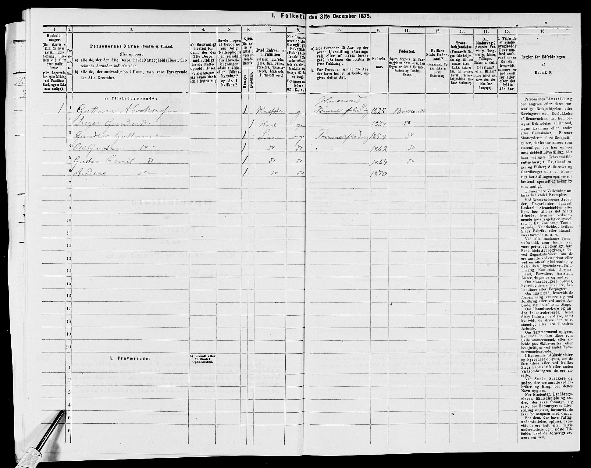 SAK, 1875 census for 1013P Tveit, 1875, p. 756