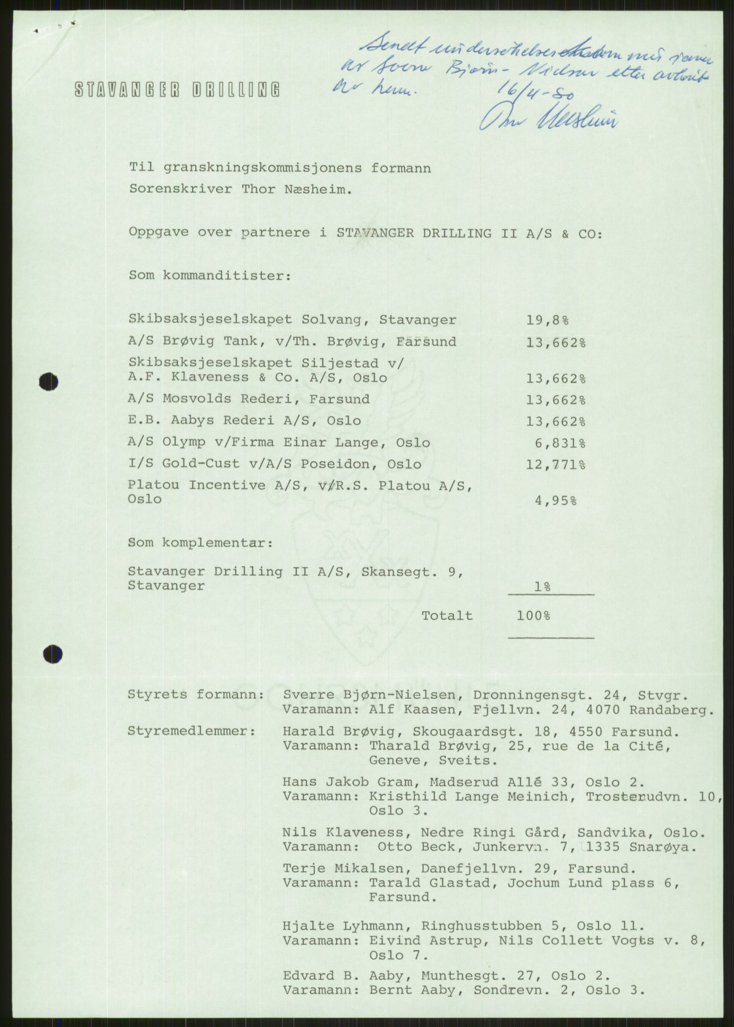 Justisdepartementet, Granskningskommisjonen ved Alexander Kielland-ulykken 27.3.1980, RA/S-1165/D/L0001: 0001-0002 Avhørskommisjonen - navnelister og protokoller fra avhør/0003 Survey report, 1980-1981, p. 27