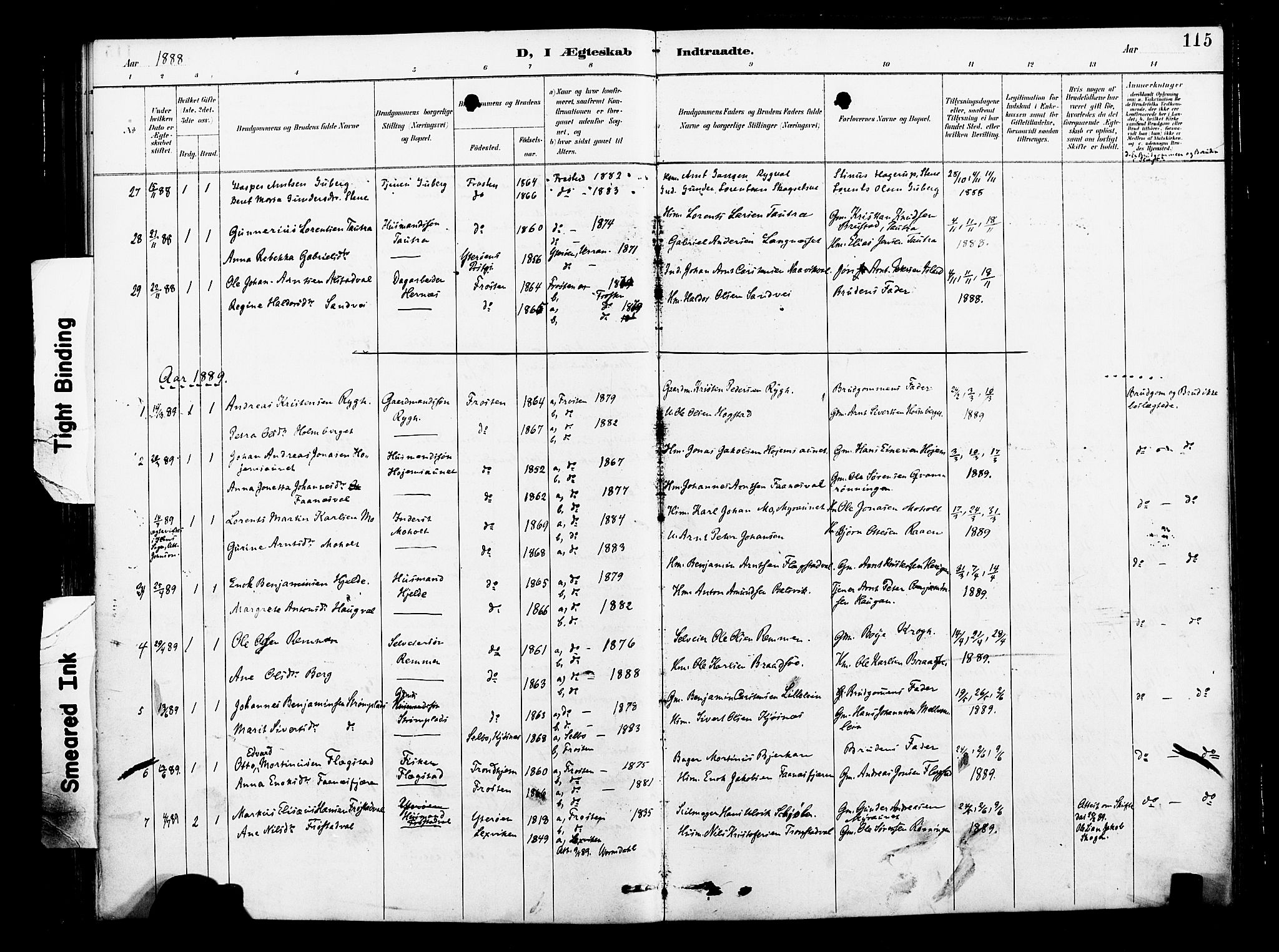Ministerialprotokoller, klokkerbøker og fødselsregistre - Nord-Trøndelag, SAT/A-1458/713/L0121: Parish register (official) no. 713A10, 1888-1898, p. 115