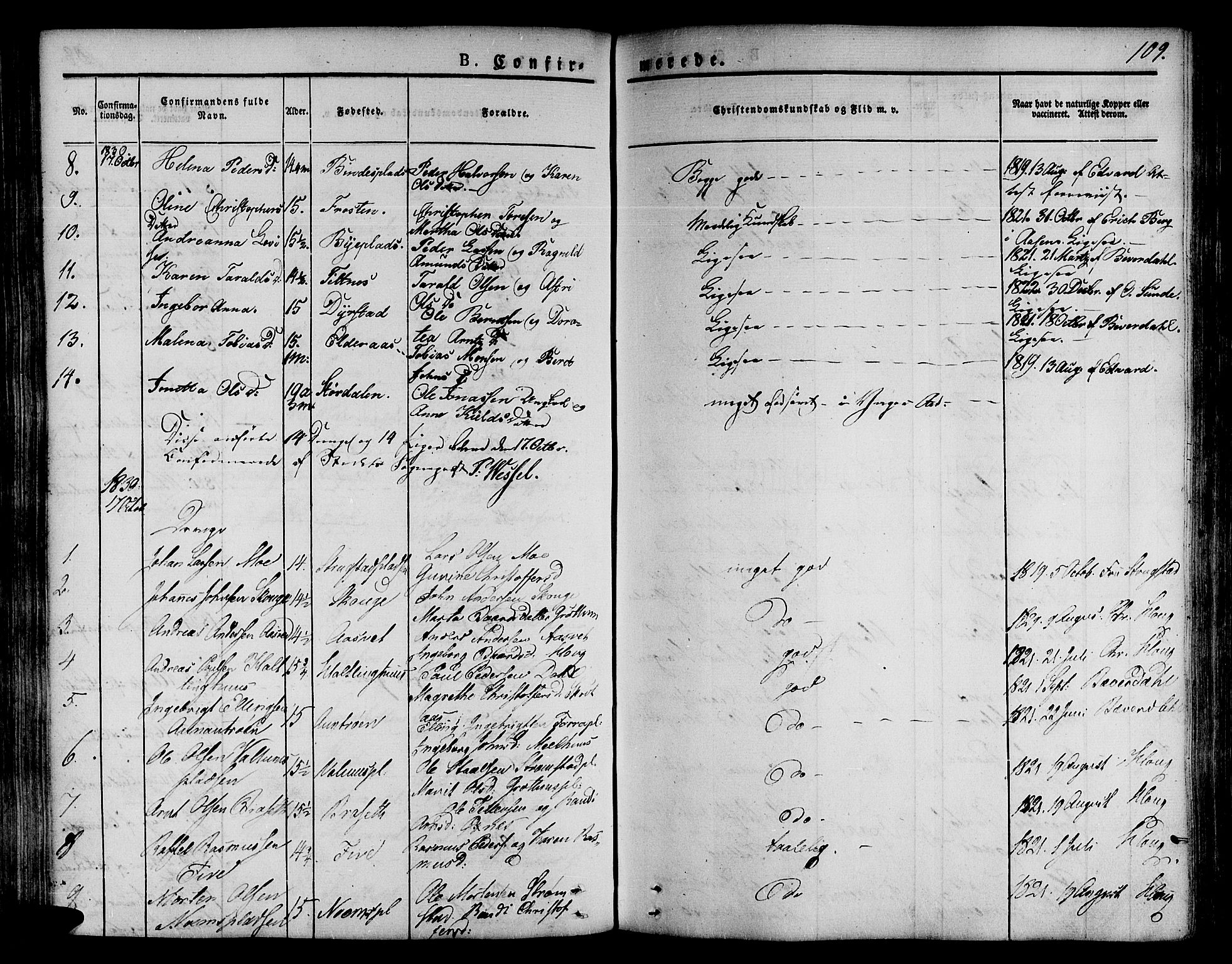 Ministerialprotokoller, klokkerbøker og fødselsregistre - Nord-Trøndelag, AV/SAT-A-1458/746/L0445: Parish register (official) no. 746A04, 1826-1846, p. 109