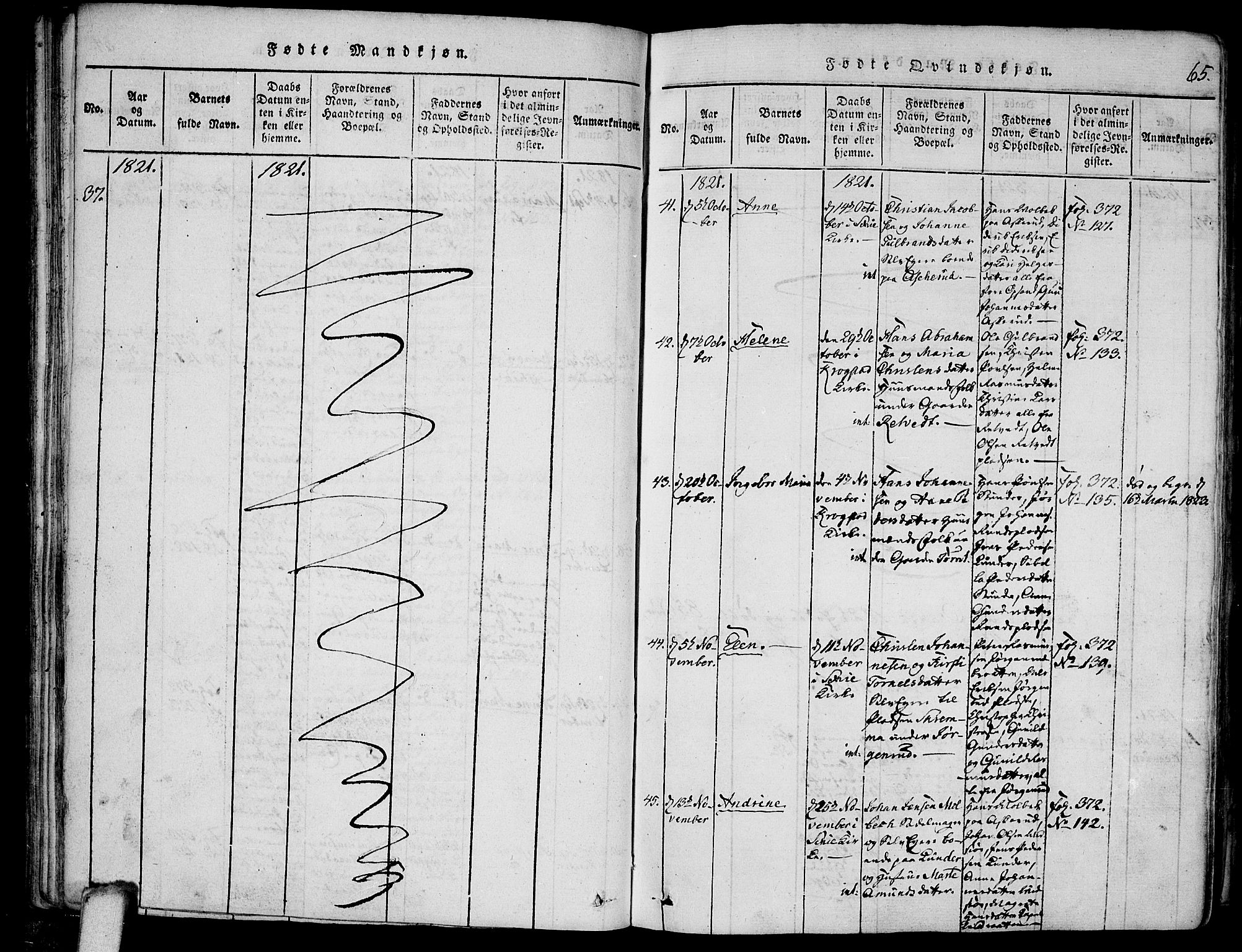 Kråkstad prestekontor Kirkebøker, SAO/A-10125a/F/Fa/L0003: Parish register (official) no. I 3, 1813-1824, p. 65