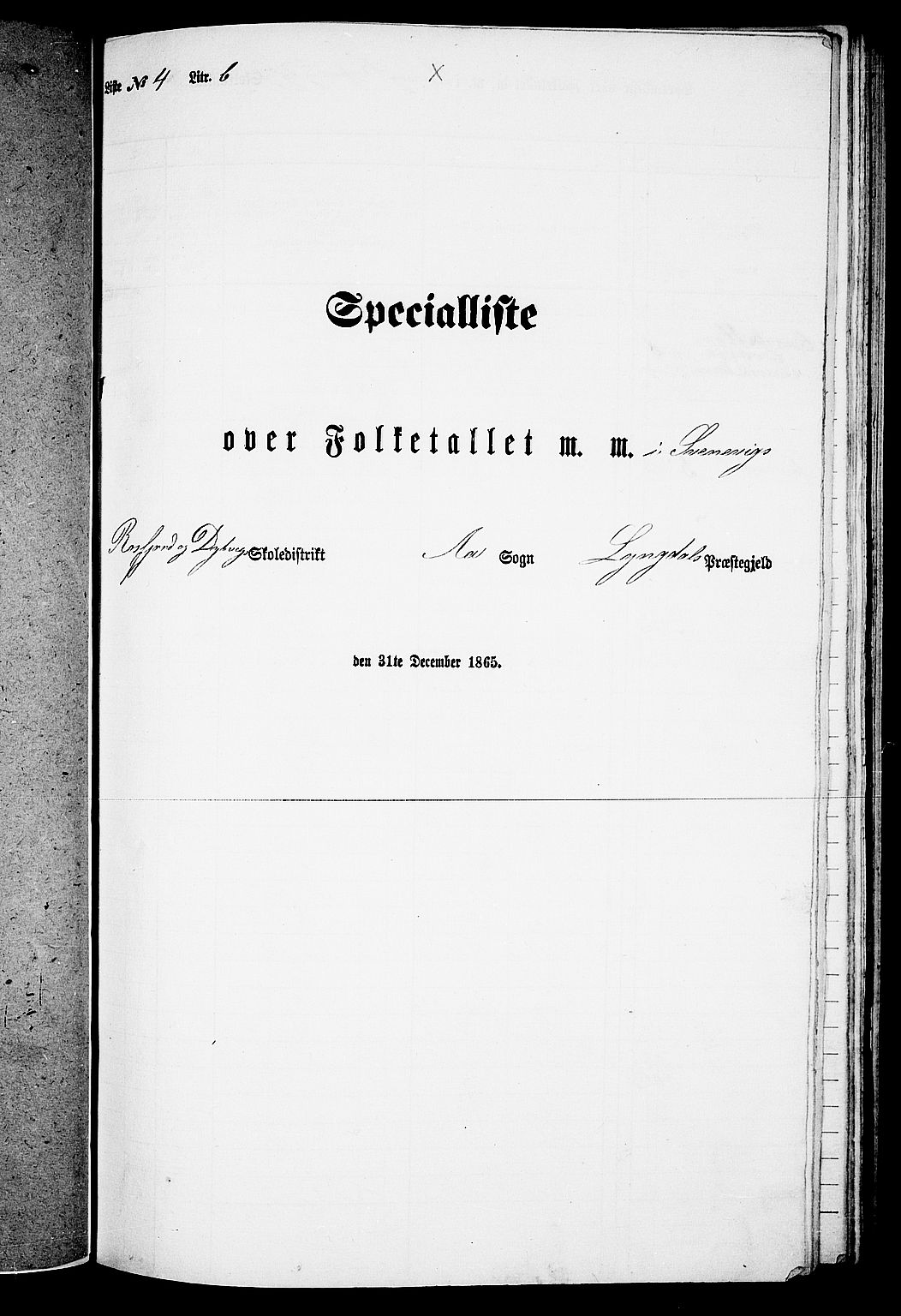 RA, 1865 census for Lyngdal, 1865, p. 98