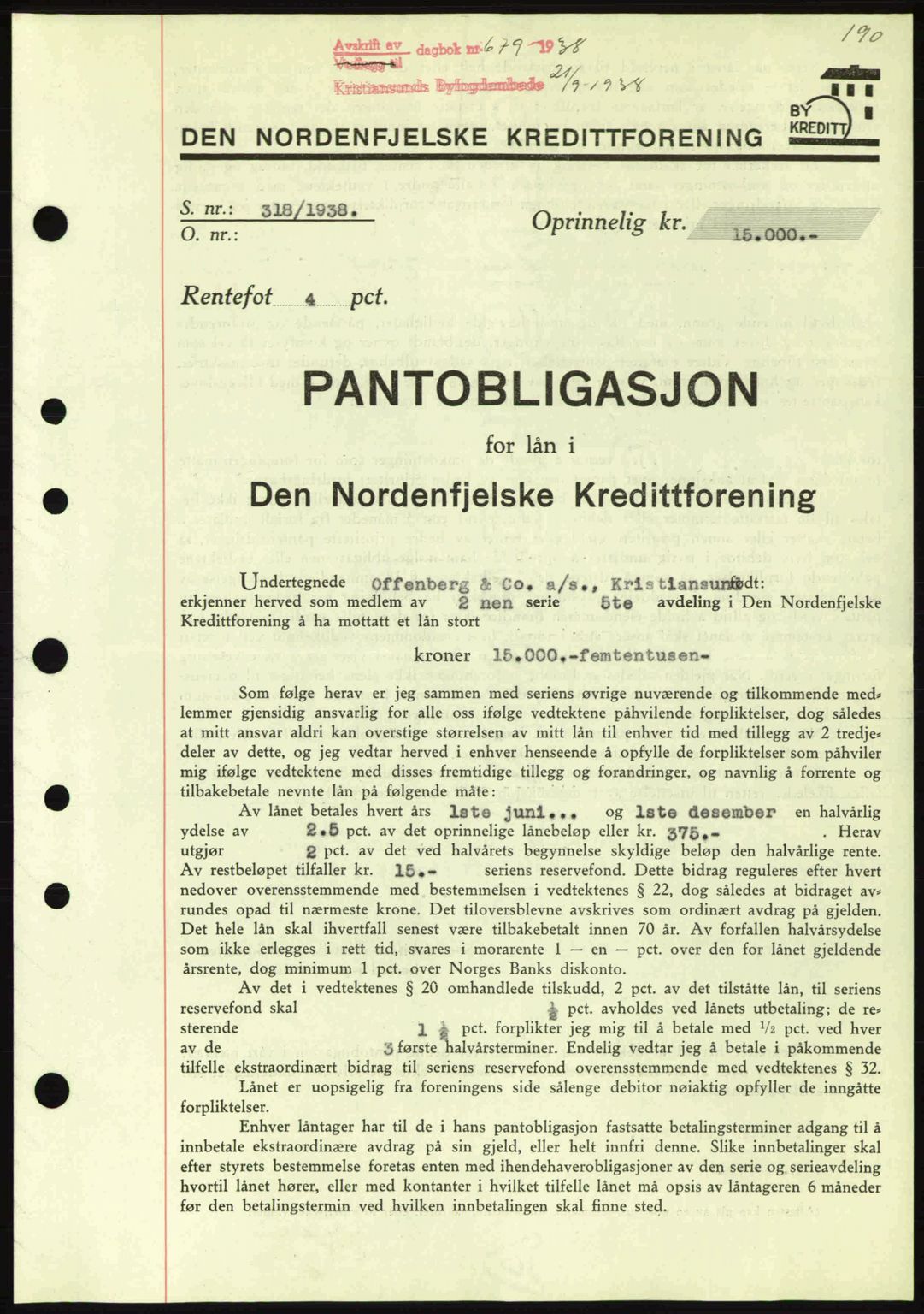 Kristiansund byfogd, SAT/A-4587/A/27: Mortgage book no. 31, 1938-1939, Diary no: : 679/1938
