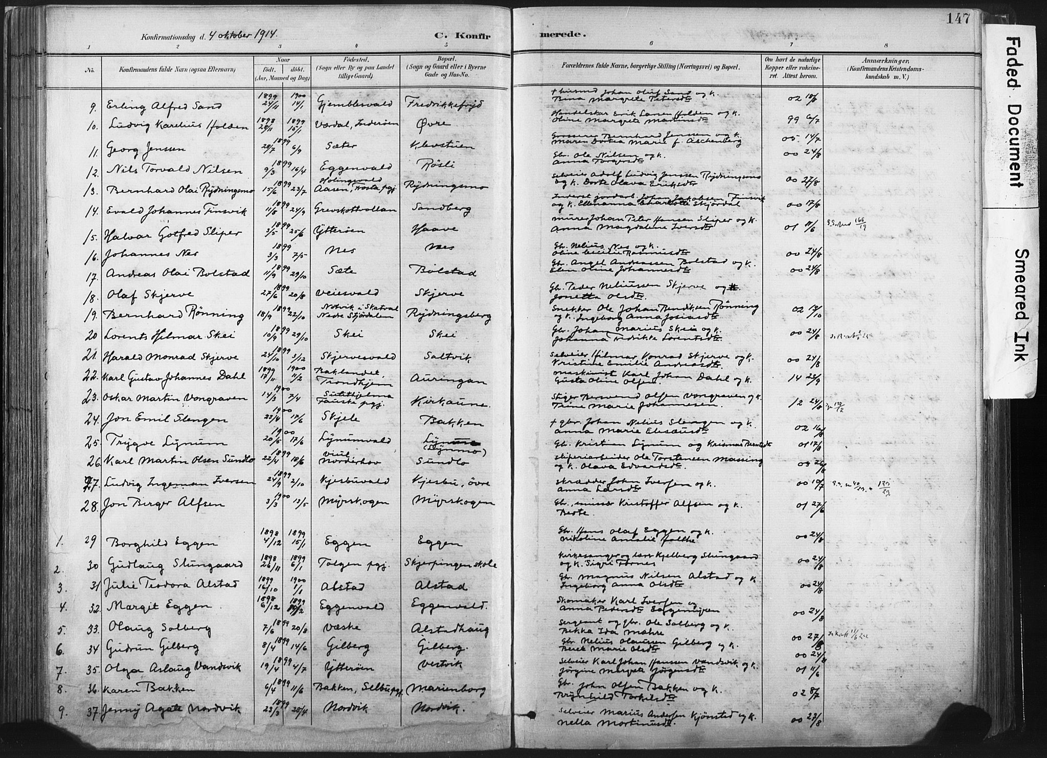 Ministerialprotokoller, klokkerbøker og fødselsregistre - Nord-Trøndelag, AV/SAT-A-1458/717/L0162: Parish register (official) no. 717A12, 1898-1923, p. 147