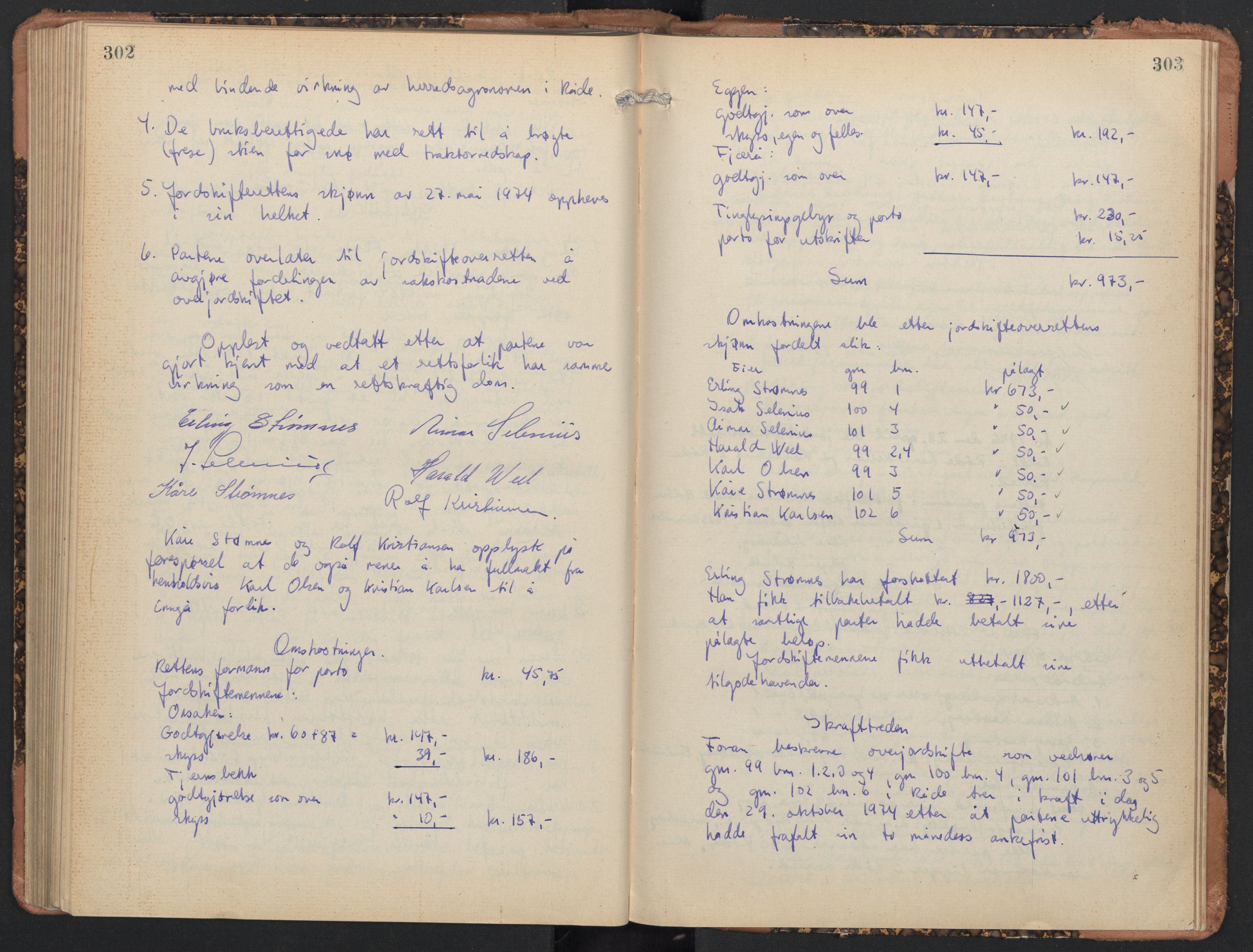 Østfold jordskifterett, AV/SAO-A-10240/F/Fc/L0001: Forhandlingsprotokoller, 1926-1976, p. 302-303