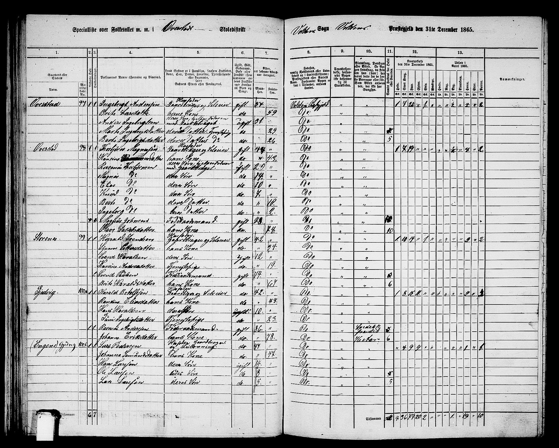 RA, 1865 census for Volda, 1865, p. 56