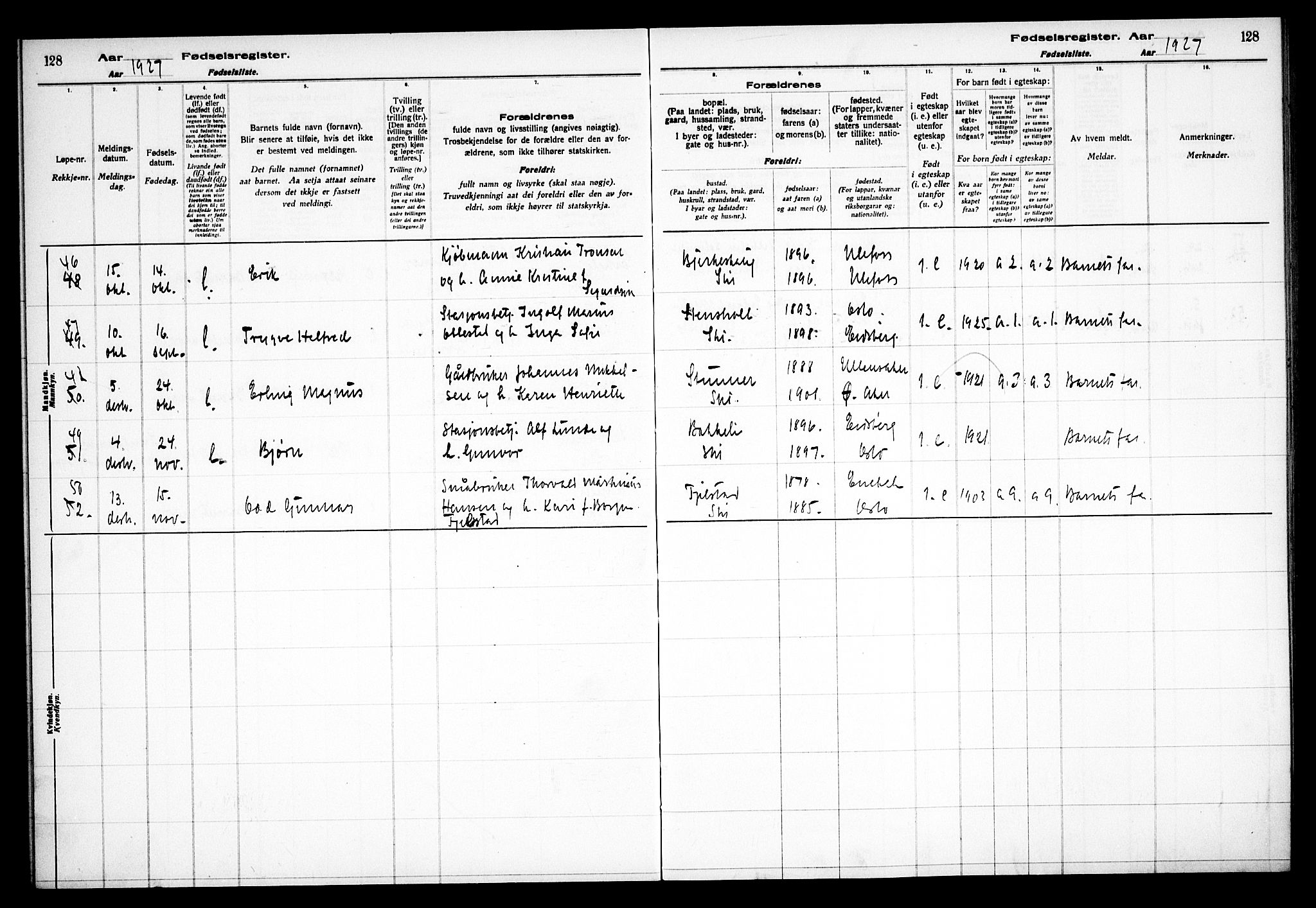 Kråkstad prestekontor Kirkebøker, AV/SAO-A-10125a/J/Jb/L0001: Birth register no. II 1, 1916-1936, p. 128