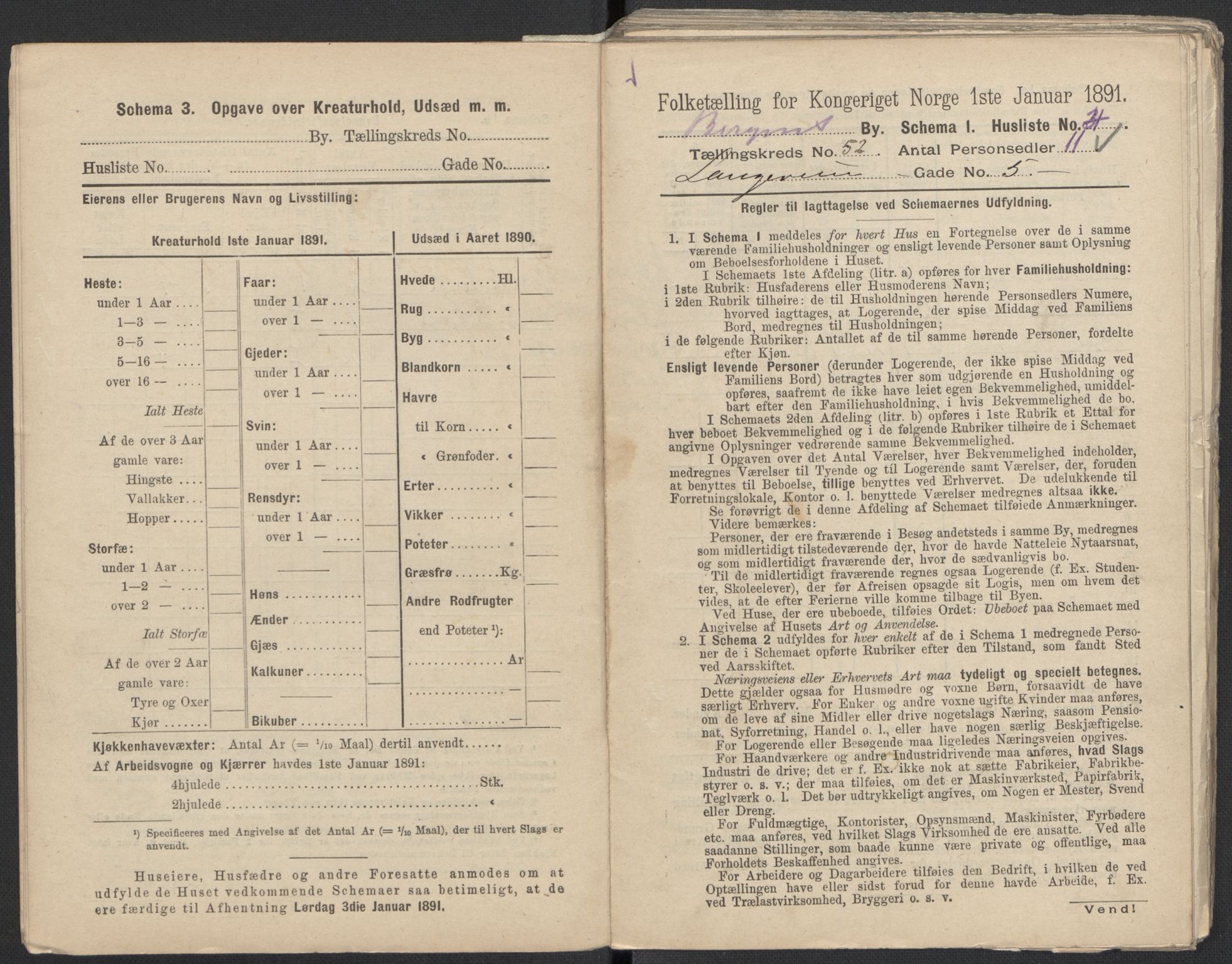 RA, 1891 Census for 1301 Bergen, 1891, p. 8458