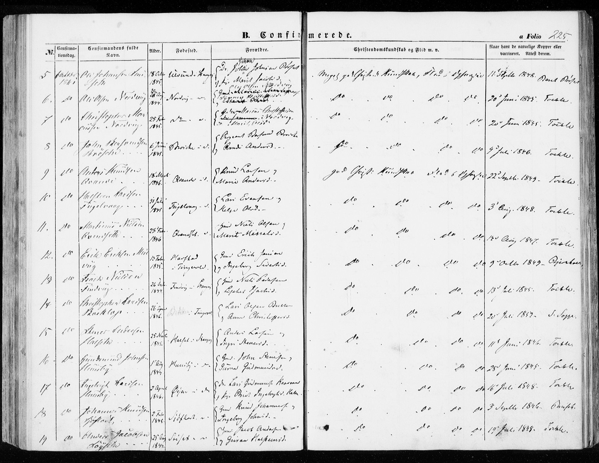 Ministerialprotokoller, klokkerbøker og fødselsregistre - Møre og Romsdal, AV/SAT-A-1454/592/L1026: Parish register (official) no. 592A04, 1849-1867, p. 225