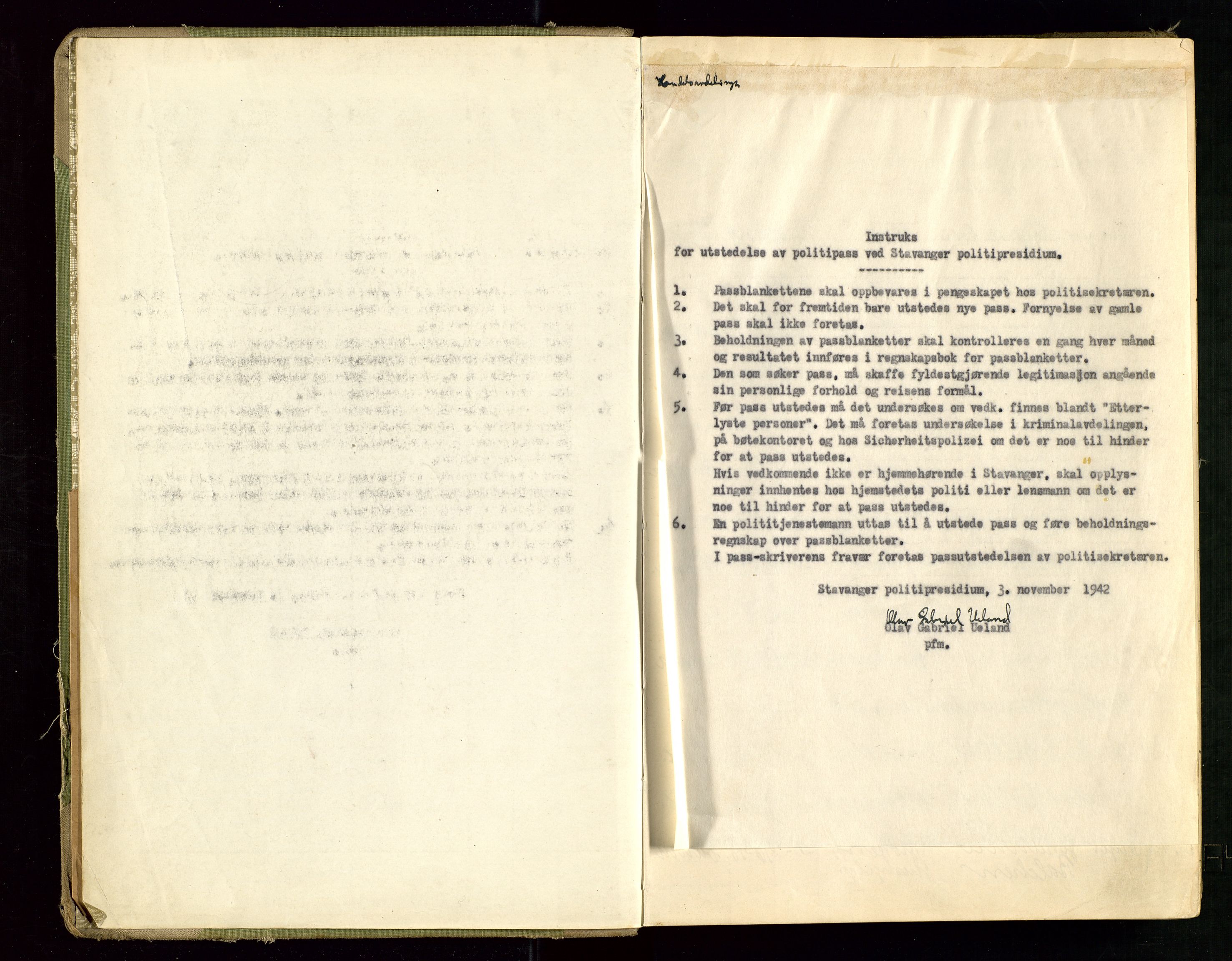 Stavanger politikammer, AV/SAST-A-100361/001/H/Hc/Hcd/Hcdb/L0002: "Pass-protokoll", 1939-1945, p. 3