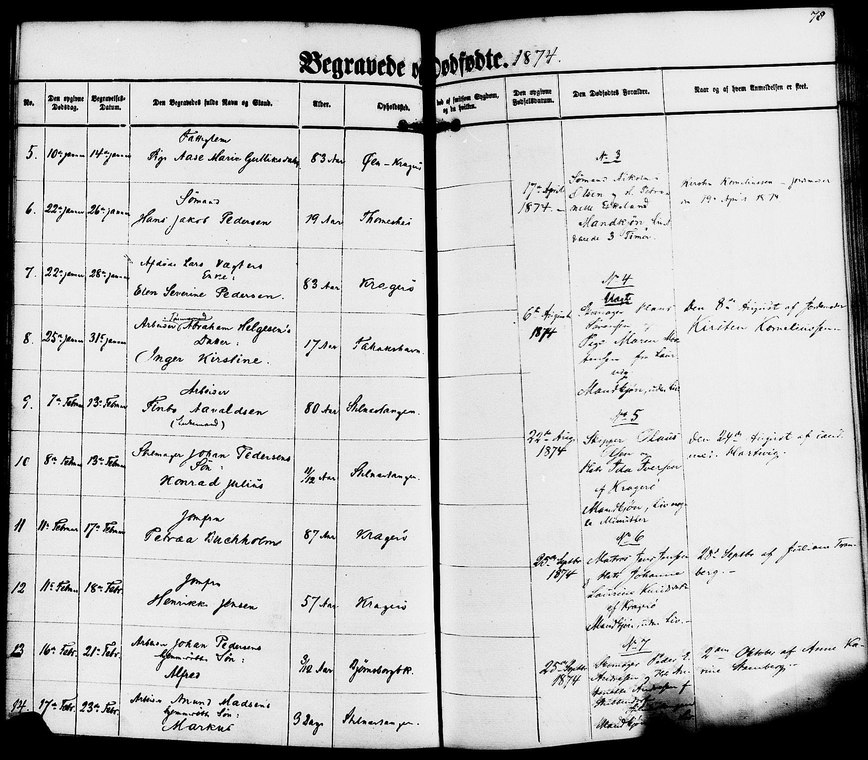 Kragerø kirkebøker, SAKO/A-278/F/Fa/L0010: Parish register (official) no. 10, 1861-1885, p. 78