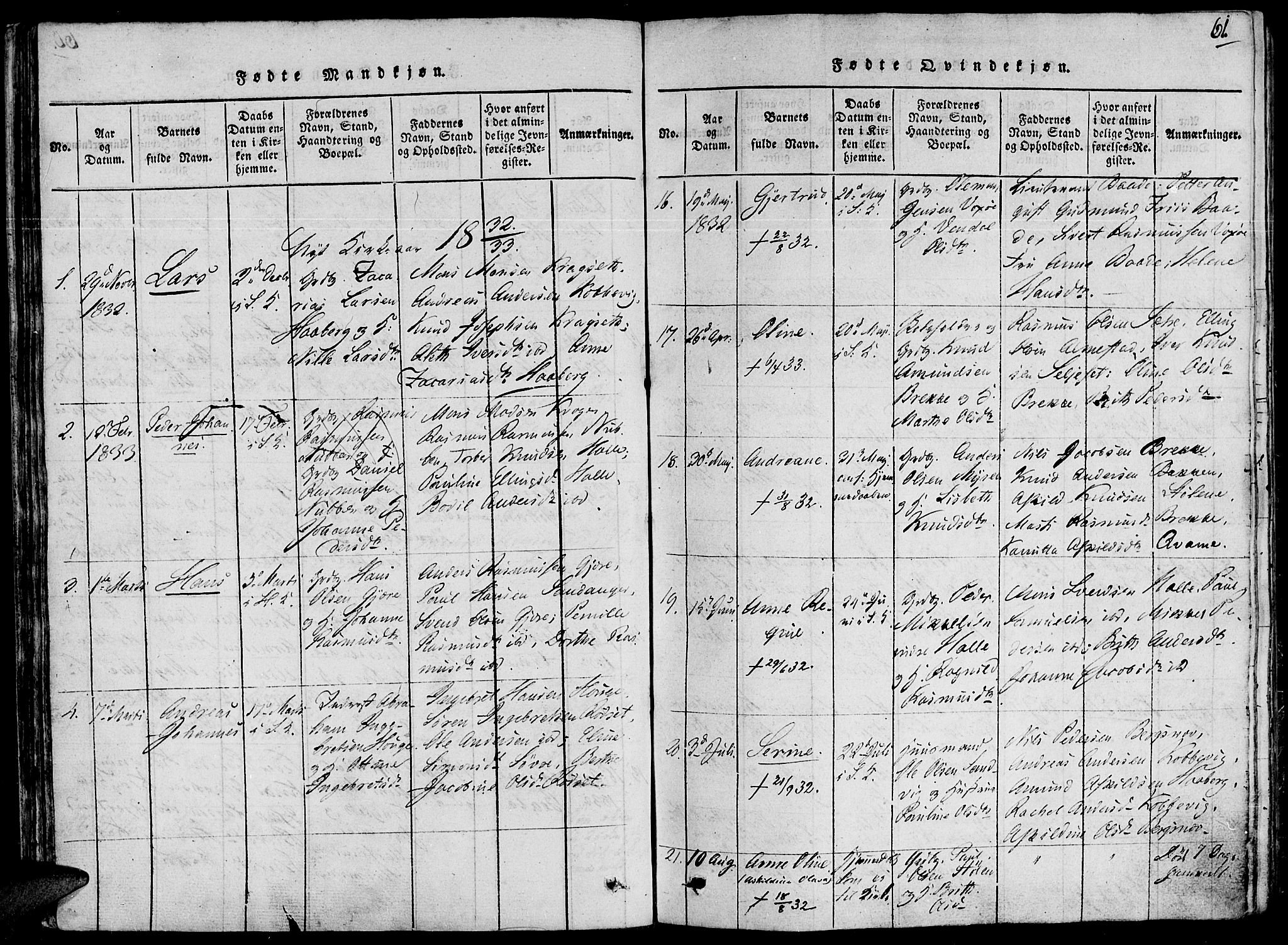 Ministerialprotokoller, klokkerbøker og fødselsregistre - Møre og Romsdal, SAT/A-1454/503/L0033: Parish register (official) no. 503A01, 1816-1841, p. 61