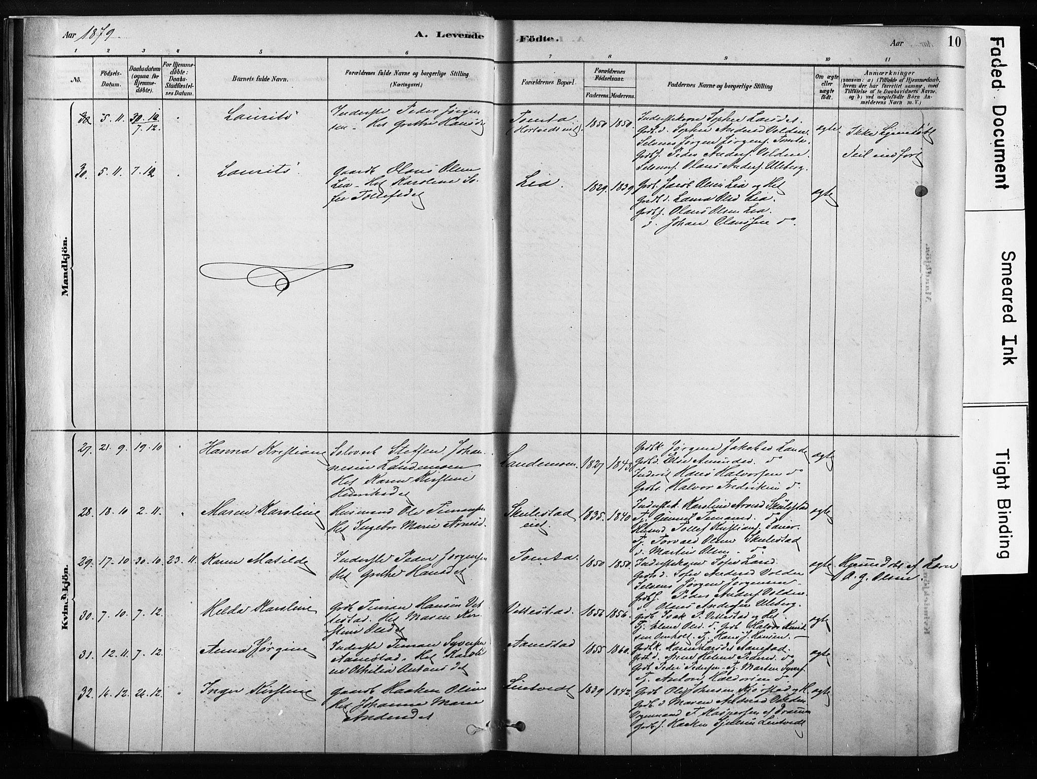 Sandsvær kirkebøker, SAKO/A-244/F/Fb/L0001: Parish register (official) no. II 1, 1878-1906, p. 10