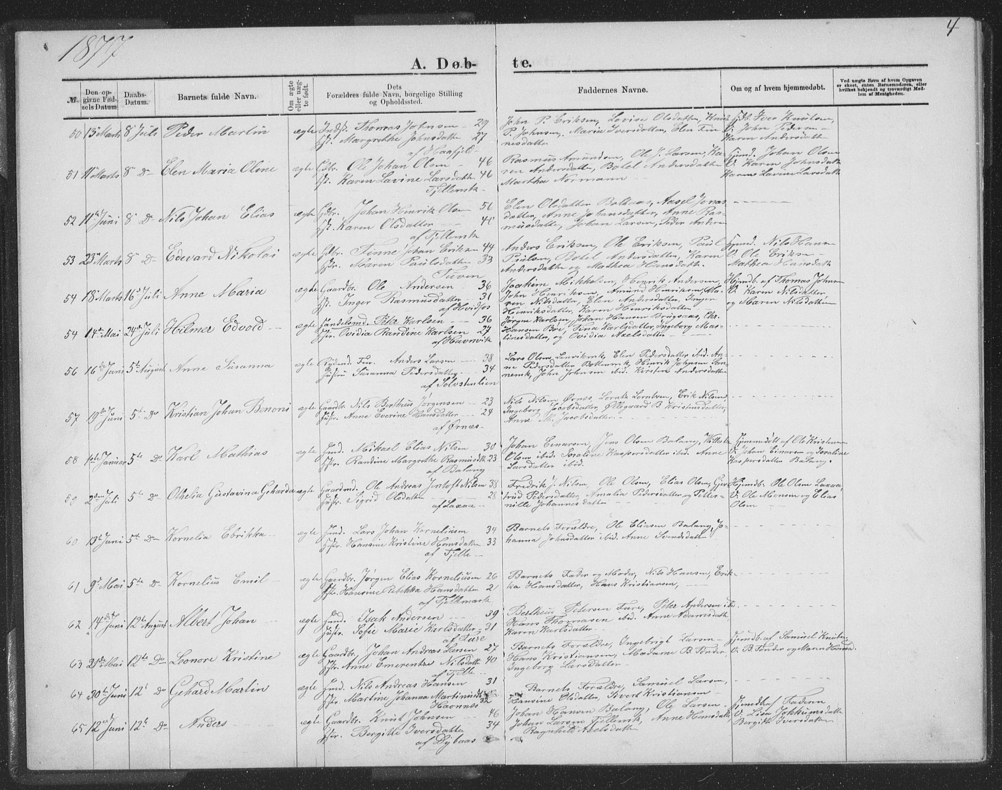 Ministerialprotokoller, klokkerbøker og fødselsregistre - Nordland, AV/SAT-A-1459/863/L0913: Parish register (copy) no. 863C03, 1877-1885, p. 4