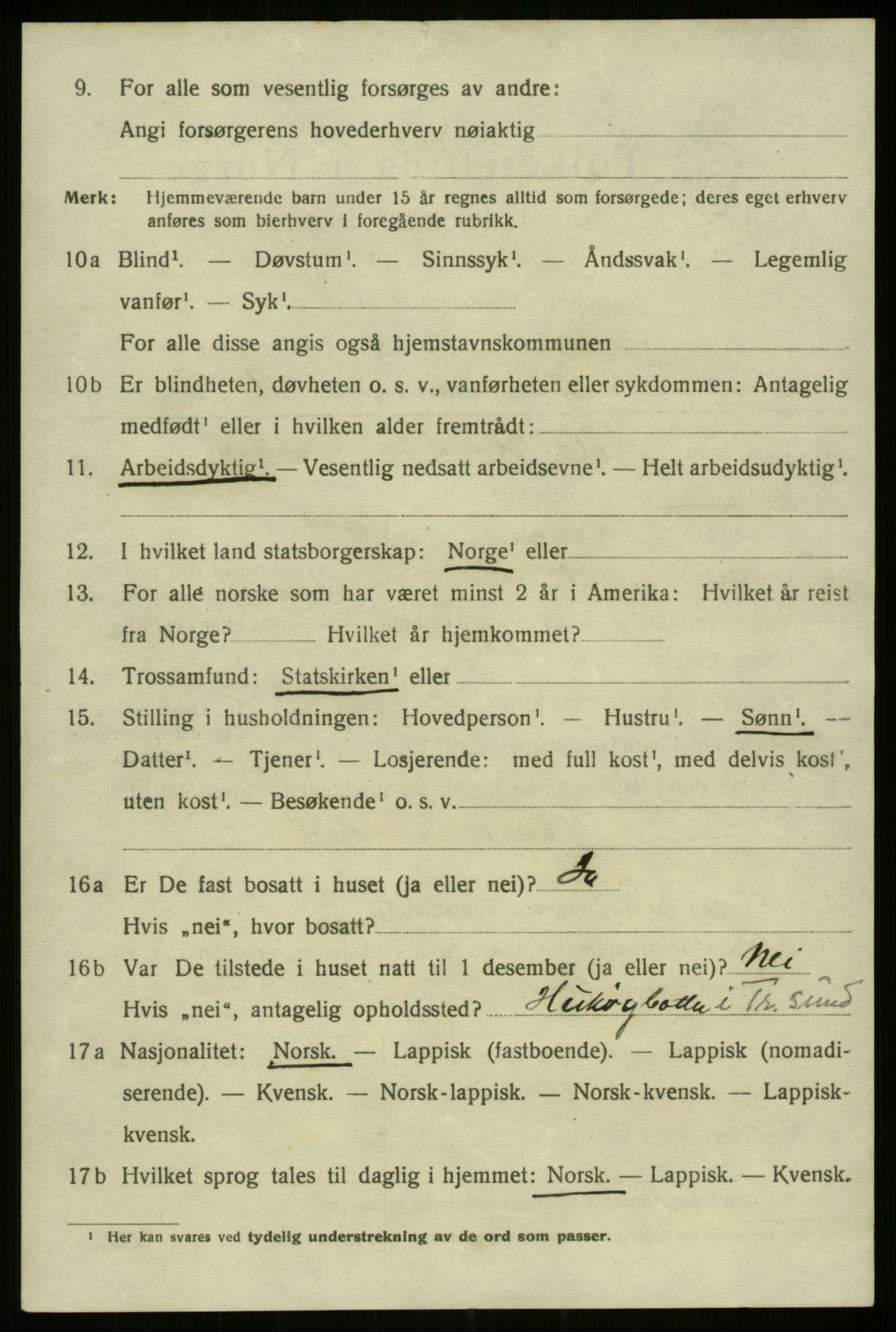 SATØ, 1920 census for Tromsø, 1920, p. 13538