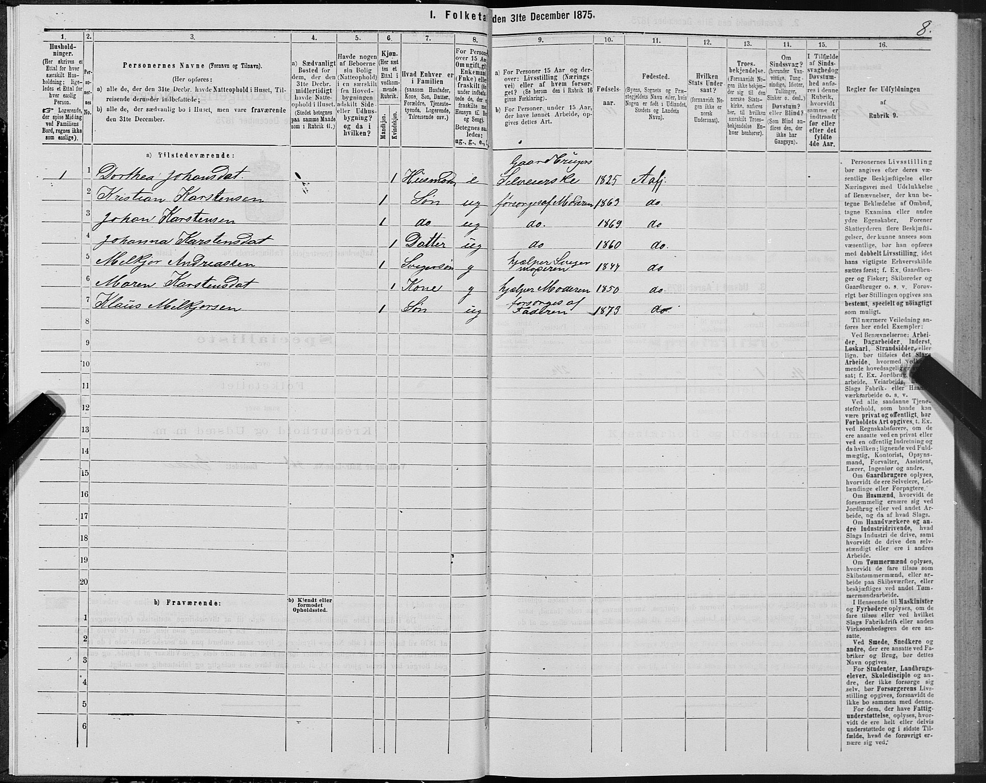 SAT, 1875 census for 1630P Aafjorden, 1875, p. 2008