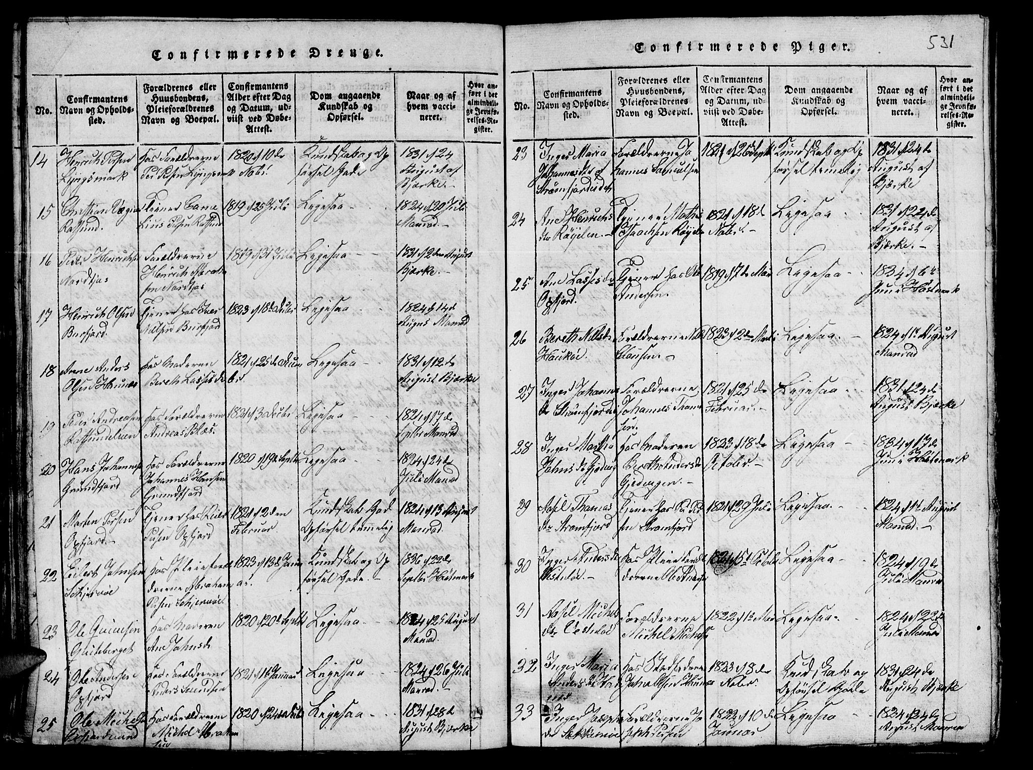 Skjervøy sokneprestkontor, SATØ/S-1300/H/Ha/Haa/L0004kirke: Parish register (official) no. 4, 1820-1838, p. 530-531