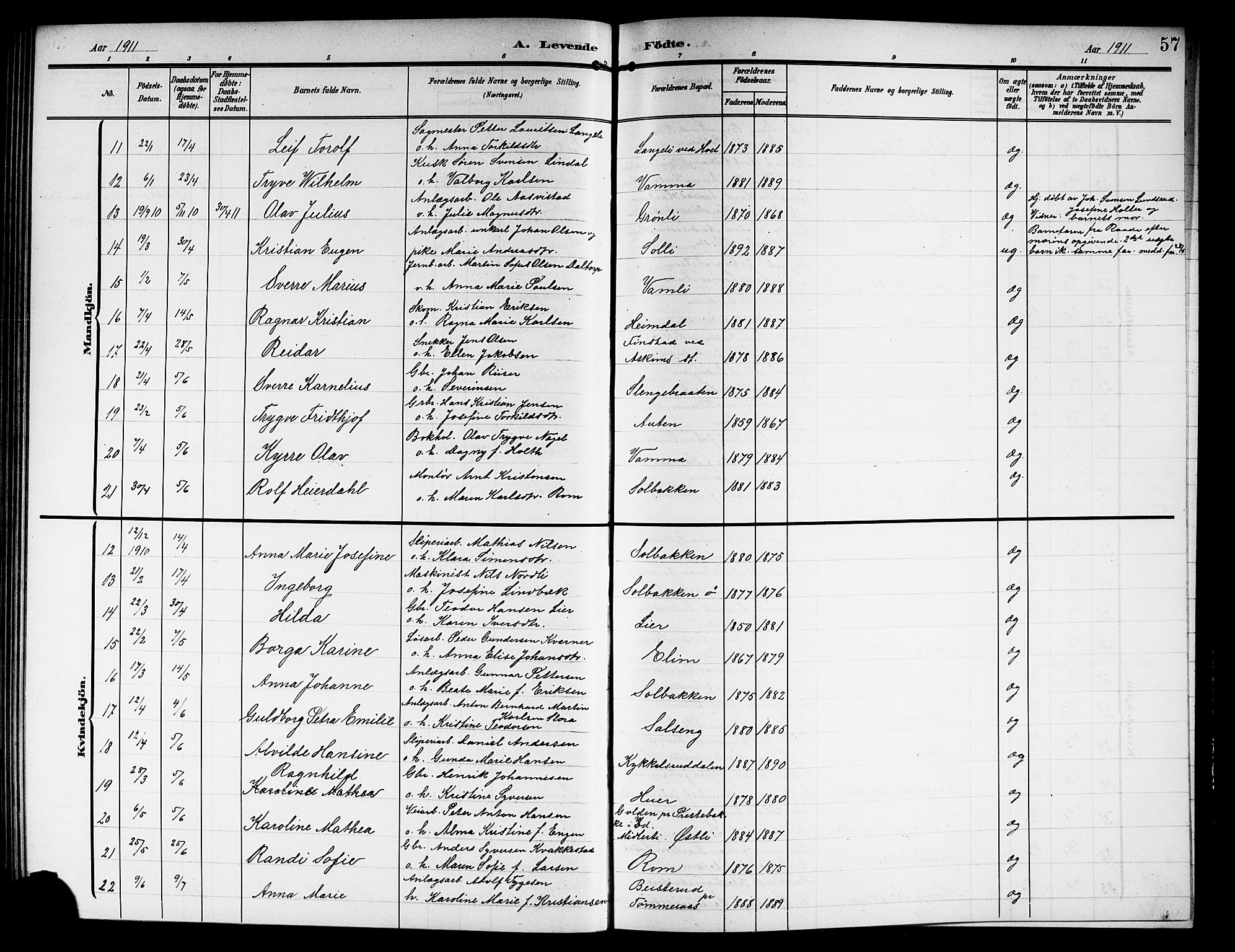 Askim prestekontor Kirkebøker, SAO/A-10900/G/Ga/L0002: Parish register (copy) no. 2, 1903-1921, p. 57