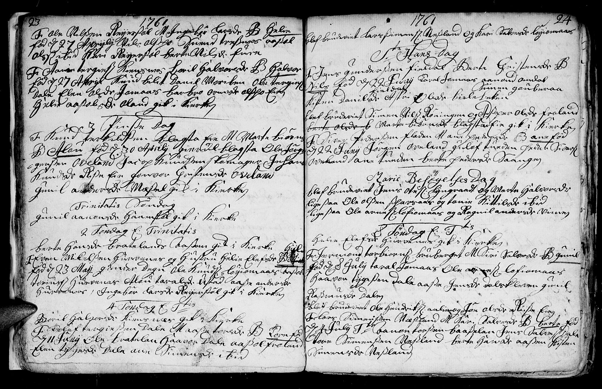 Froland sokneprestkontor, AV/SAK-1111-0013/F/Fb/L0003: Parish register (copy) no. B 3, 1759-1776, p. 23-24