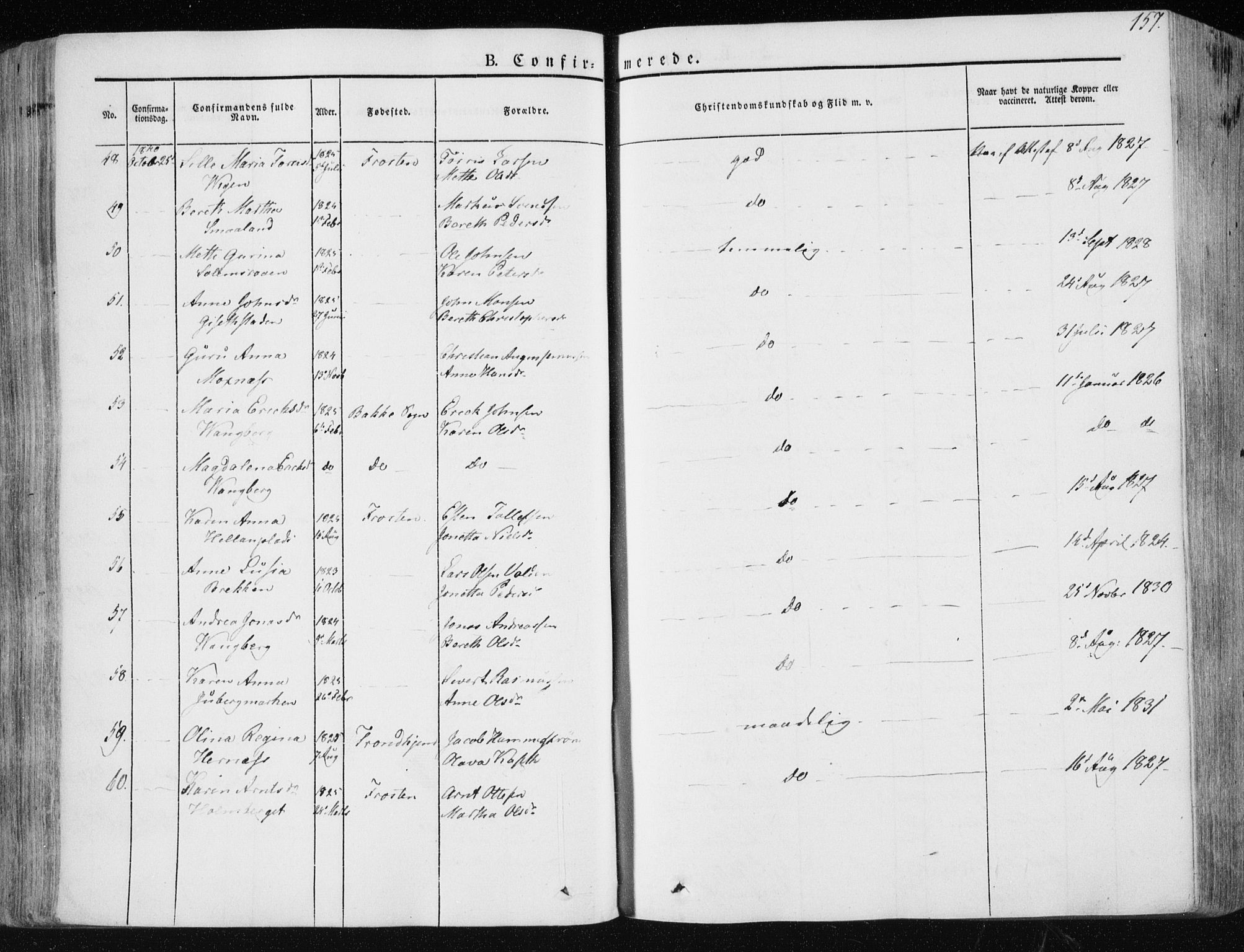 Ministerialprotokoller, klokkerbøker og fødselsregistre - Nord-Trøndelag, SAT/A-1458/713/L0115: Parish register (official) no. 713A06, 1838-1851, p. 157
