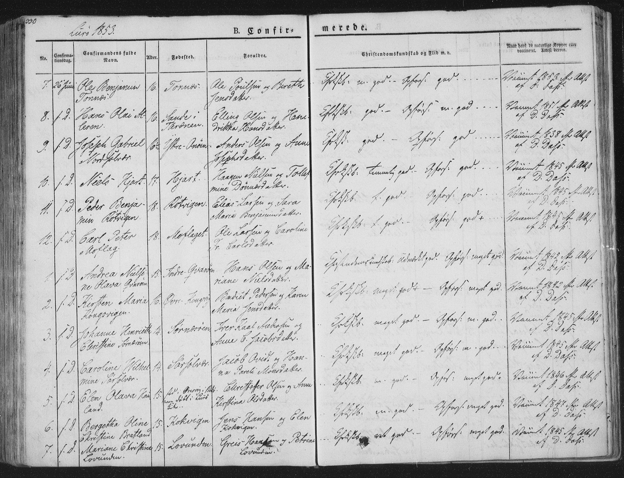 Ministerialprotokoller, klokkerbøker og fødselsregistre - Nordland, AV/SAT-A-1459/839/L0565: Parish register (official) no. 839A02, 1825-1862, p. 330