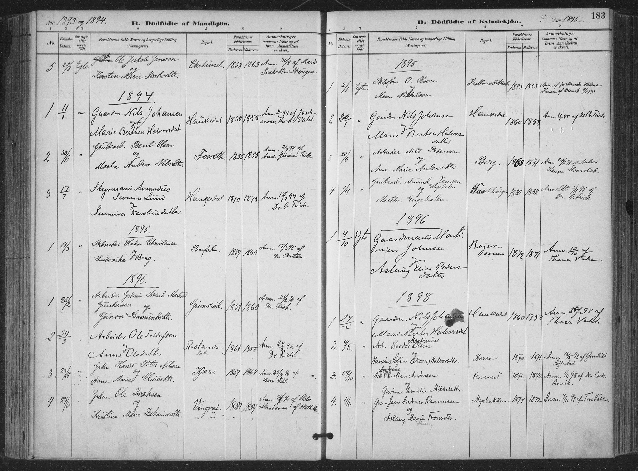 Bamble kirkebøker, AV/SAKO-A-253/F/Fa/L0008: Parish register (official) no. I 8, 1888-1900, p. 183