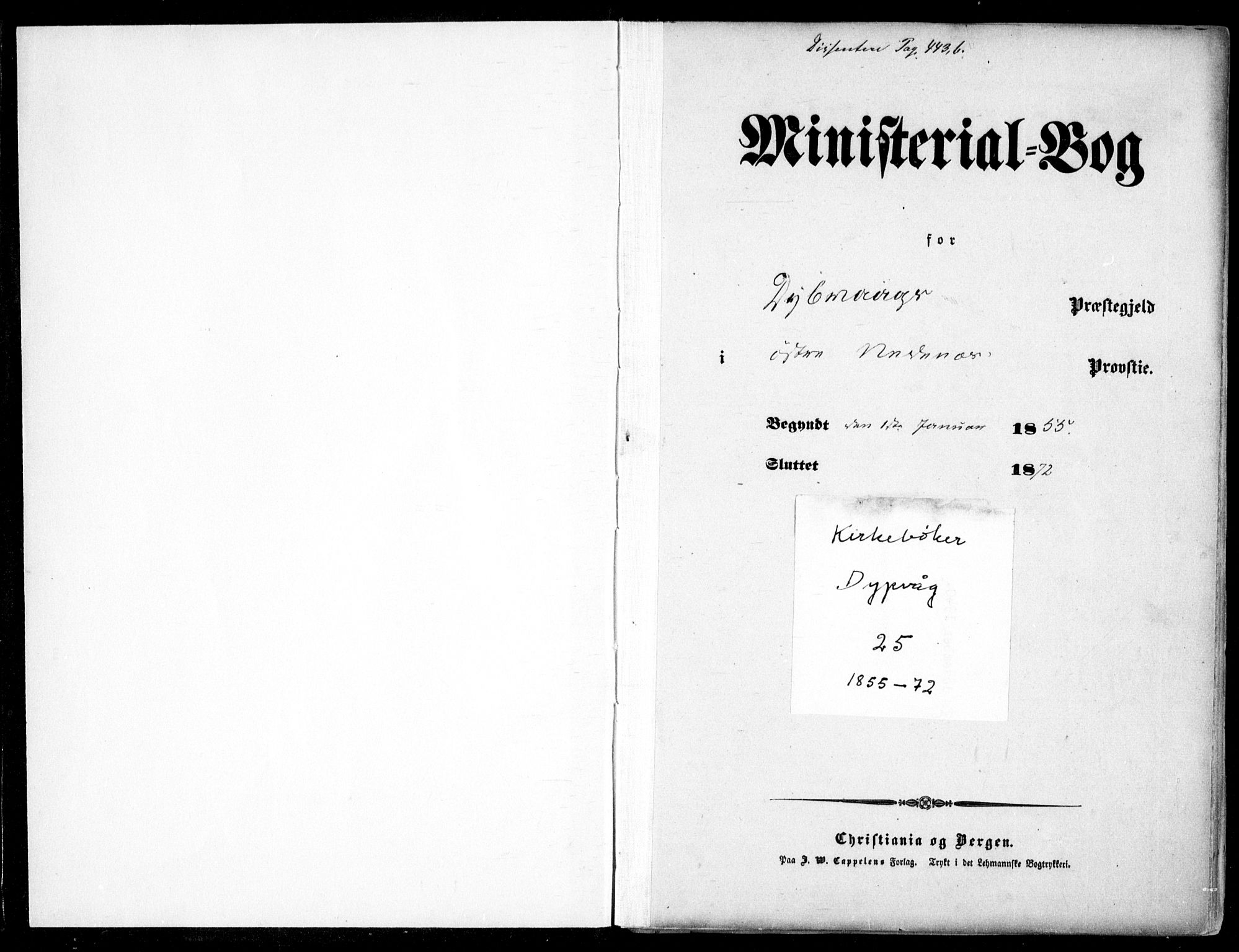 Dypvåg sokneprestkontor, SAK/1111-0007/F/Fa/Faa/L0006: Parish register (official) no. A 6, 1855-1872