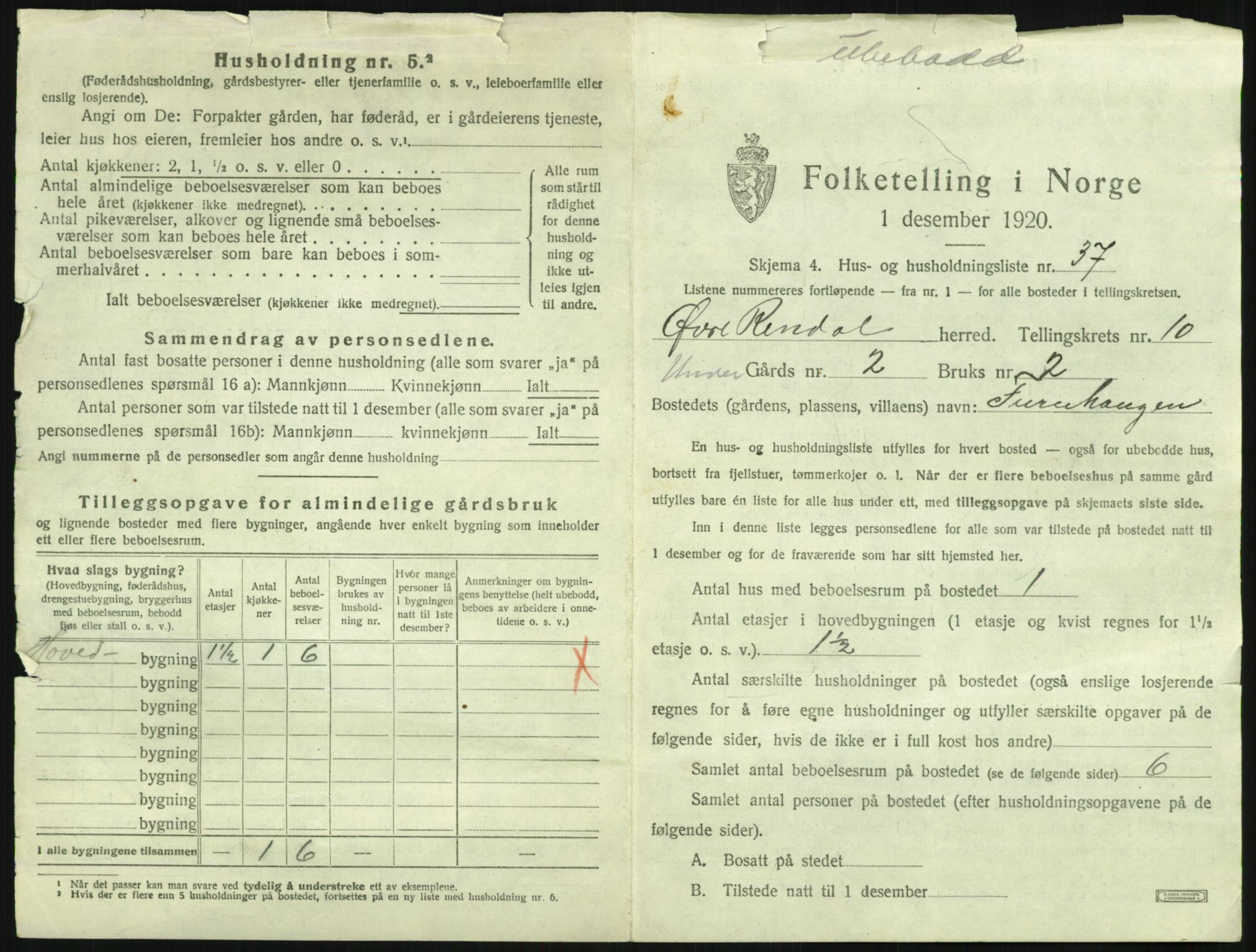 SAH, 1920 census for Øvre Rendal, 1920, p. 681