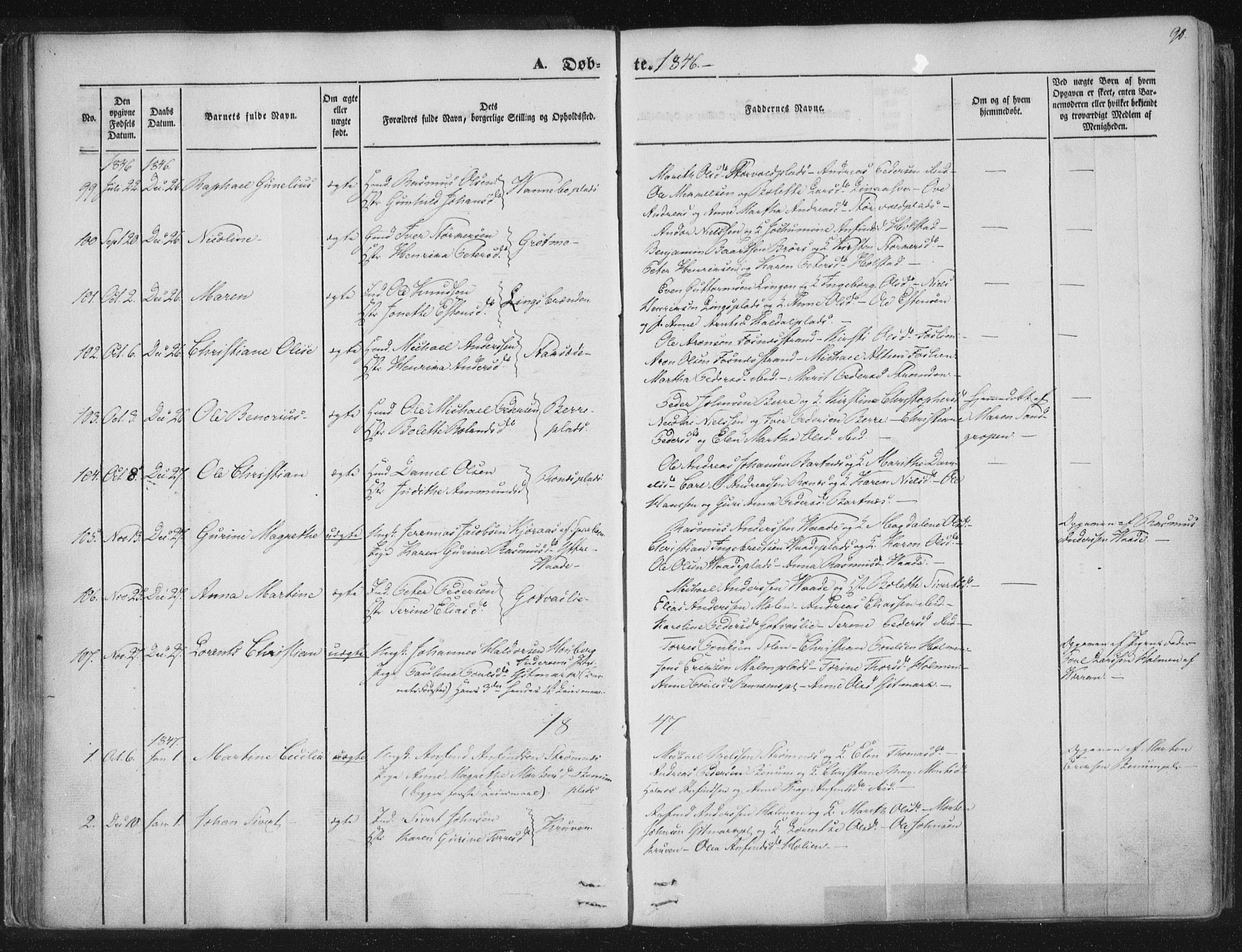 Ministerialprotokoller, klokkerbøker og fødselsregistre - Nord-Trøndelag, SAT/A-1458/741/L0392: Parish register (official) no. 741A06, 1836-1848, p. 90