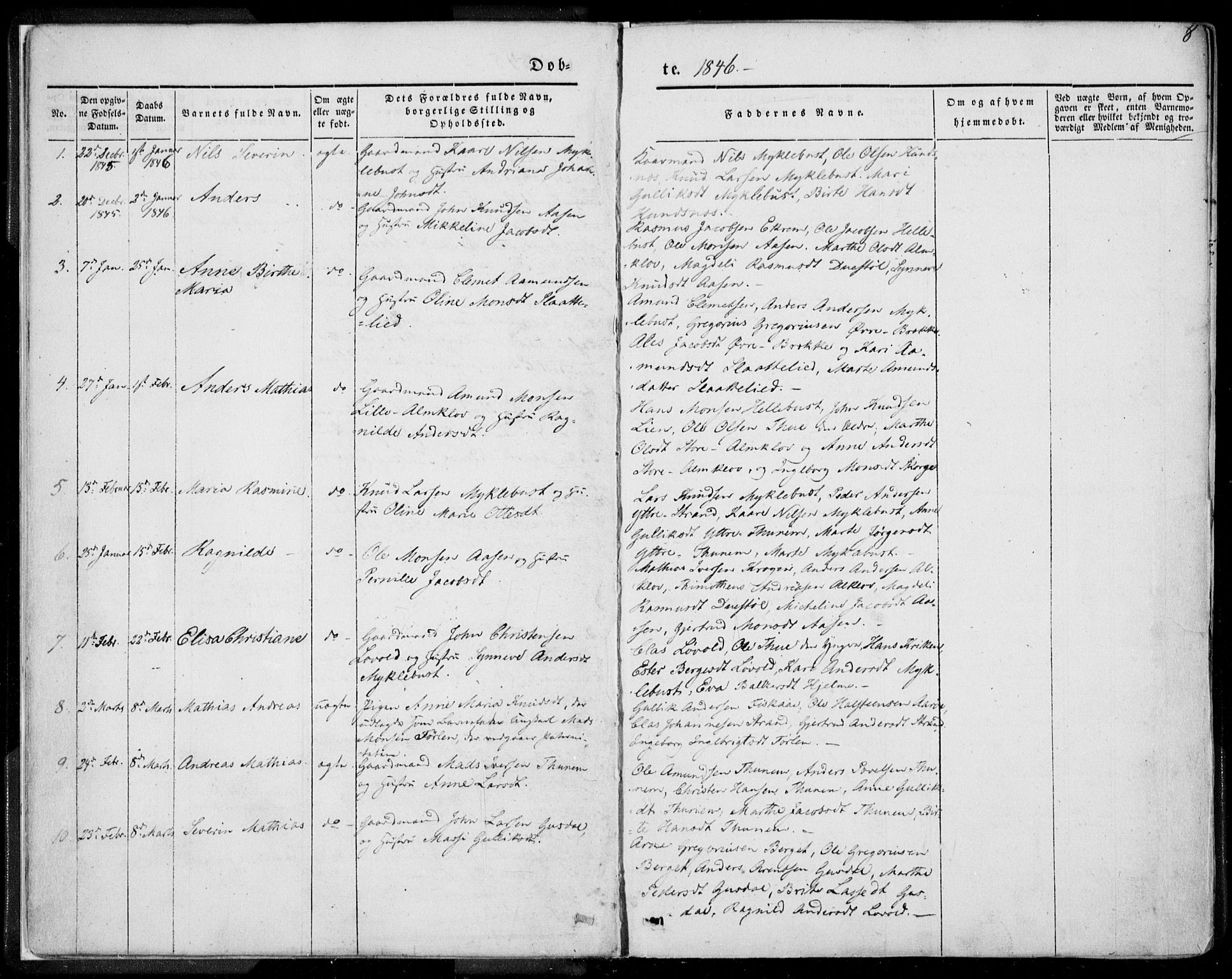 Ministerialprotokoller, klokkerbøker og fødselsregistre - Møre og Romsdal, SAT/A-1454/501/L0006: Parish register (official) no. 501A06, 1844-1868, p. 8