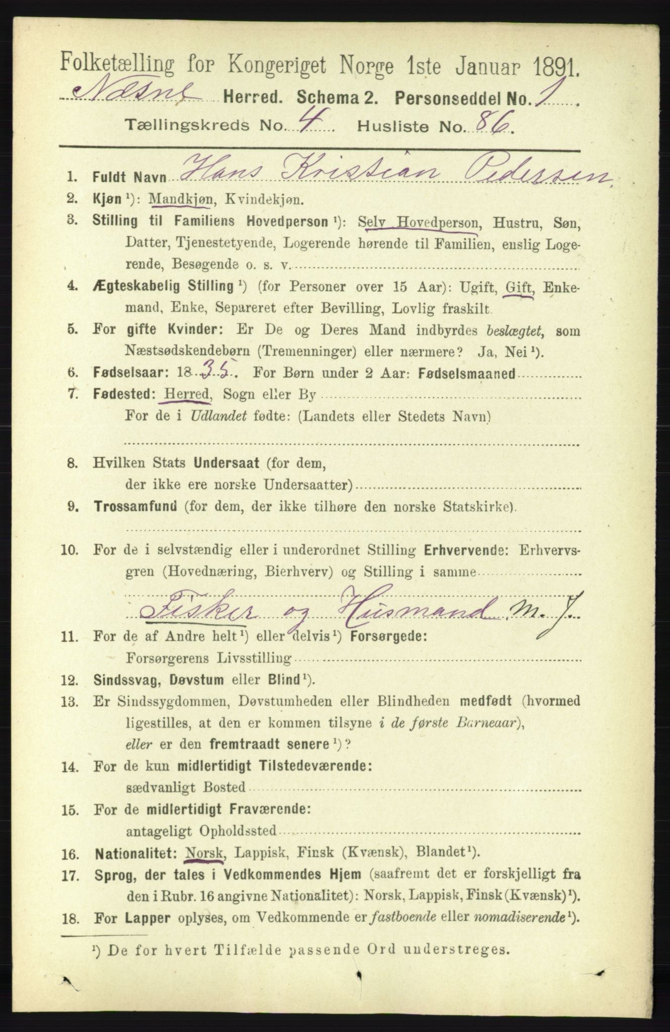 RA, 1891 census for 1828 Nesna, 1891, p. 2688