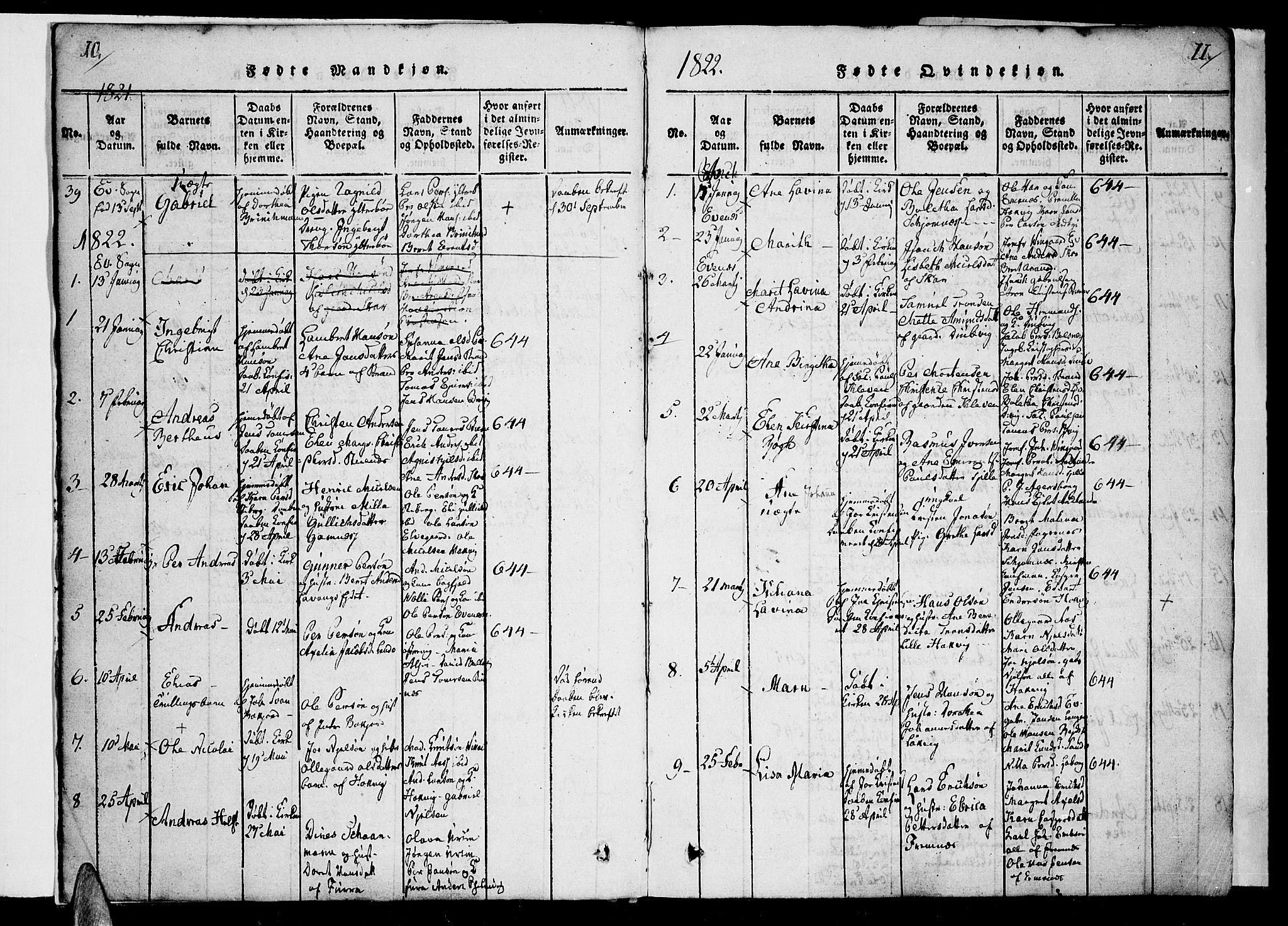 Ministerialprotokoller, klokkerbøker og fødselsregistre - Nordland, SAT/A-1459/863/L0894: Parish register (official) no. 863A06, 1821-1851, p. 10-11